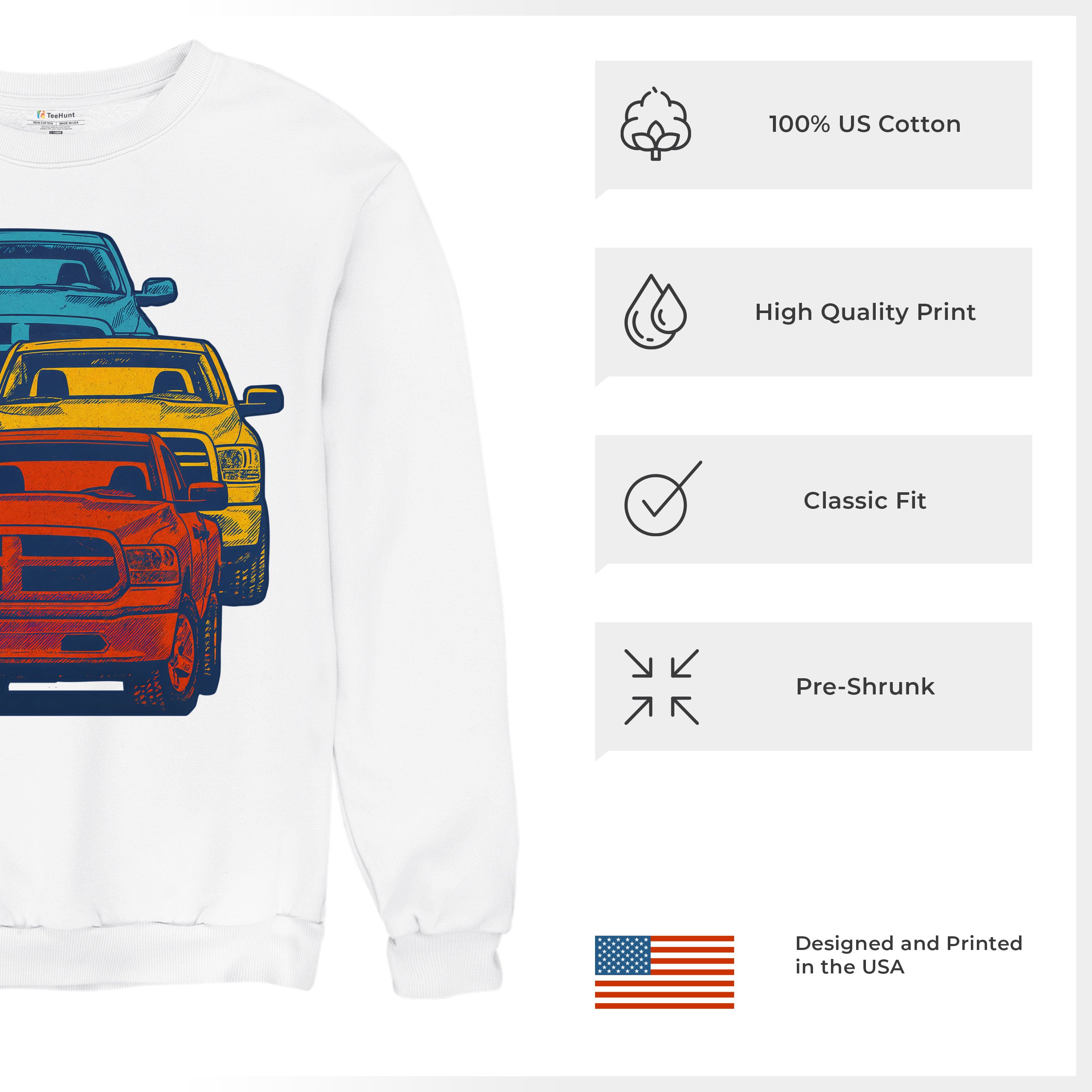 American Pickup Truck Stack Sweatshirt 4X4 Offroad Power Heavy Duty Crewneck - Picture 28 of 50