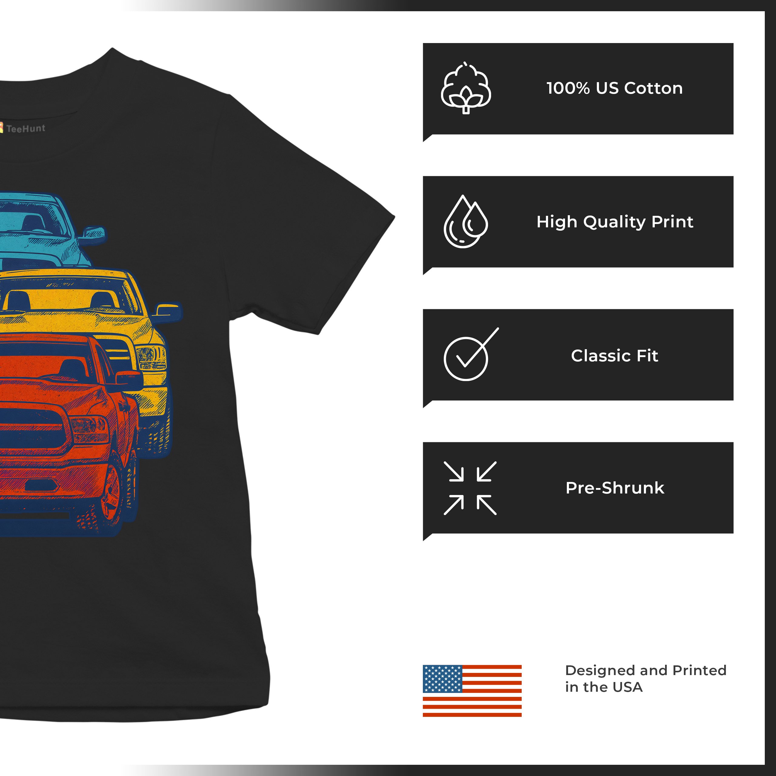 American Pickup Truck Stack Youth T-shirt 4X4 Offroad Power Heavy Duty Kids - Picture 7 of 50
