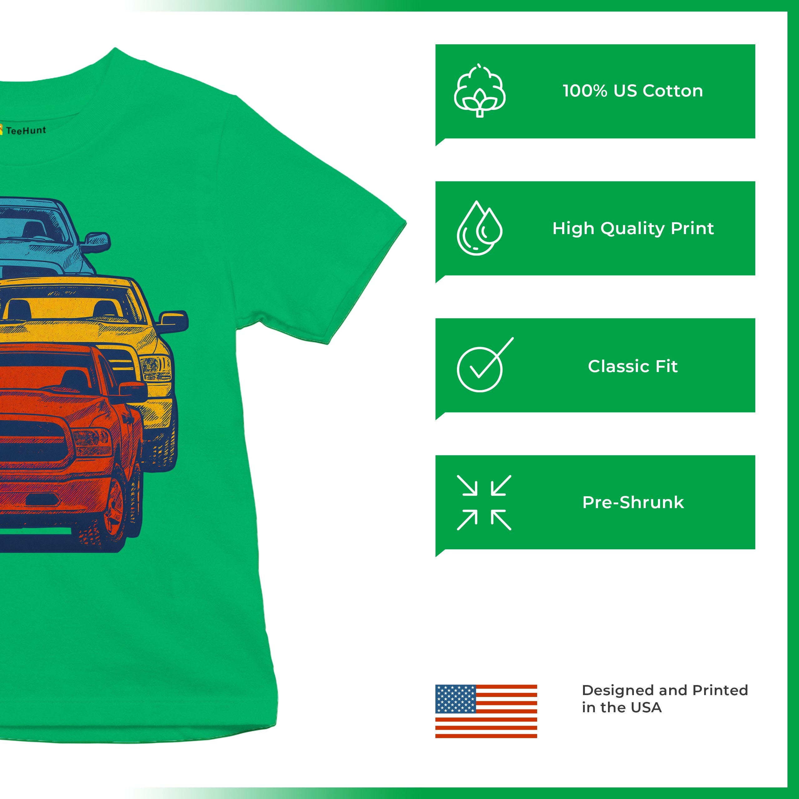 American Pickup Truck Stack Youth T-shirt 4X4 Offroad Power Heavy Duty Kids - Picture 35 of 50