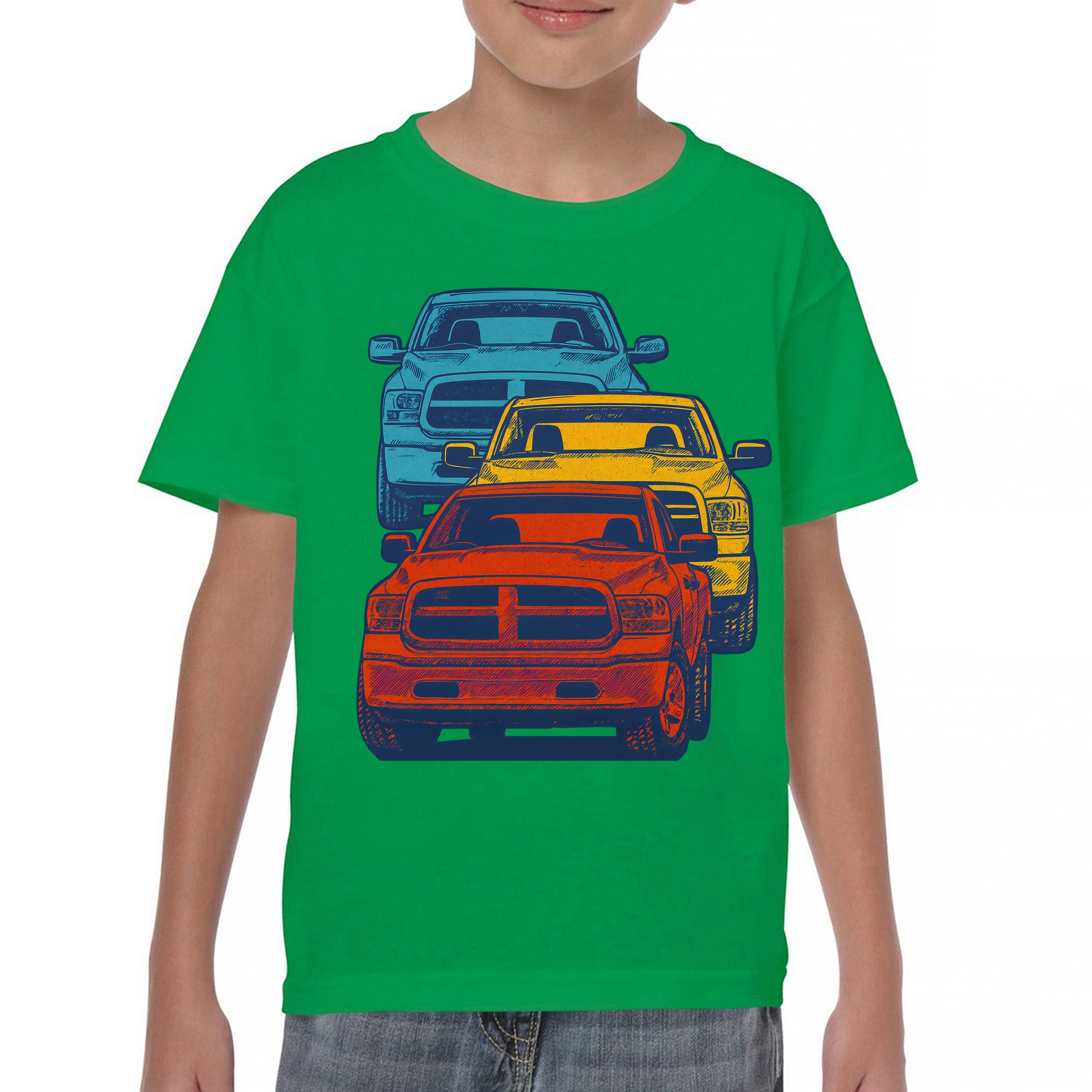 American Pickup Truck Stack Youth T-shirt 4X4 Offroad Power Heavy Duty Kids - Picture 30 of 50