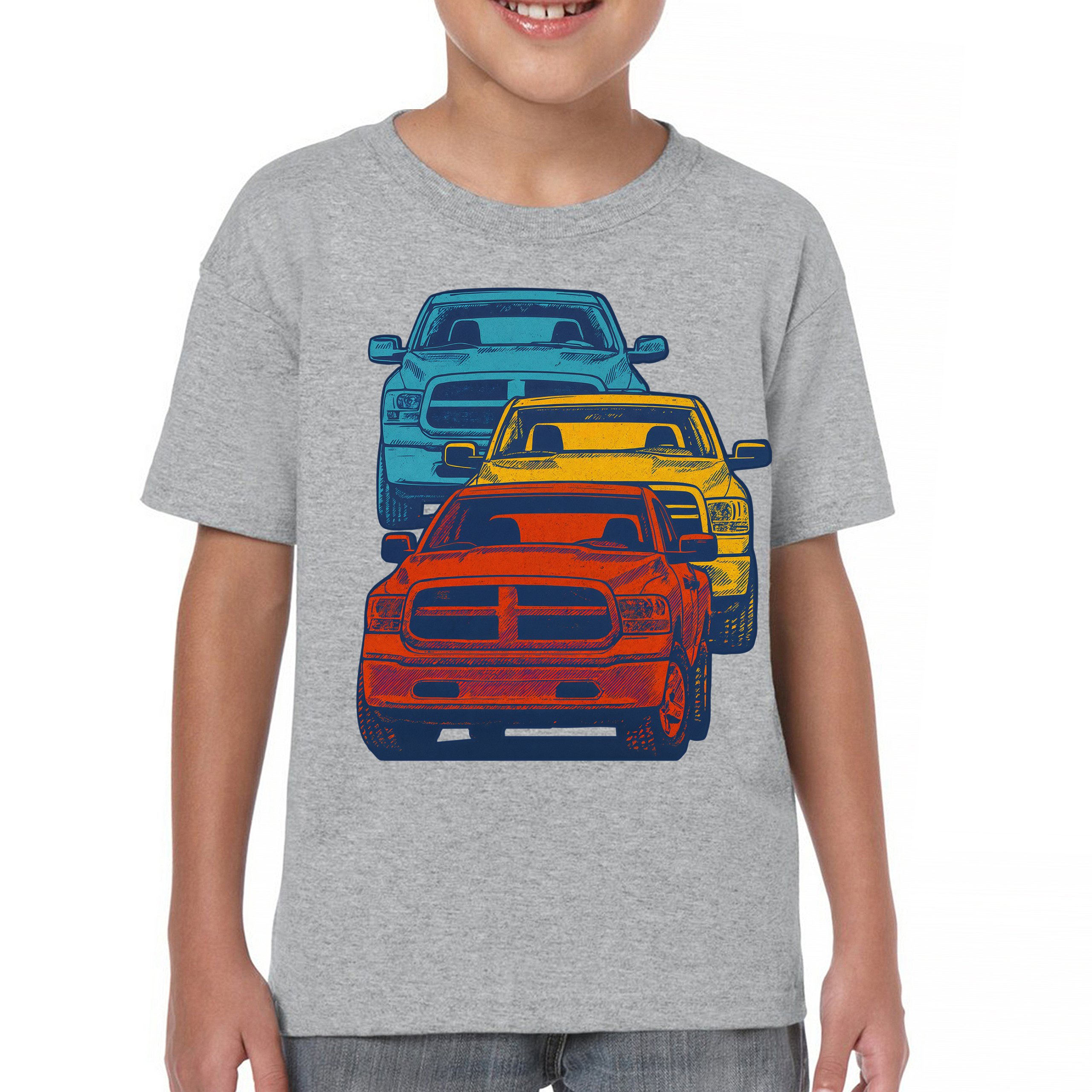 American Pickup Truck Stack Youth T-shirt 4X4 Offroad Power Heavy Duty Kids - Picture 9 of 50