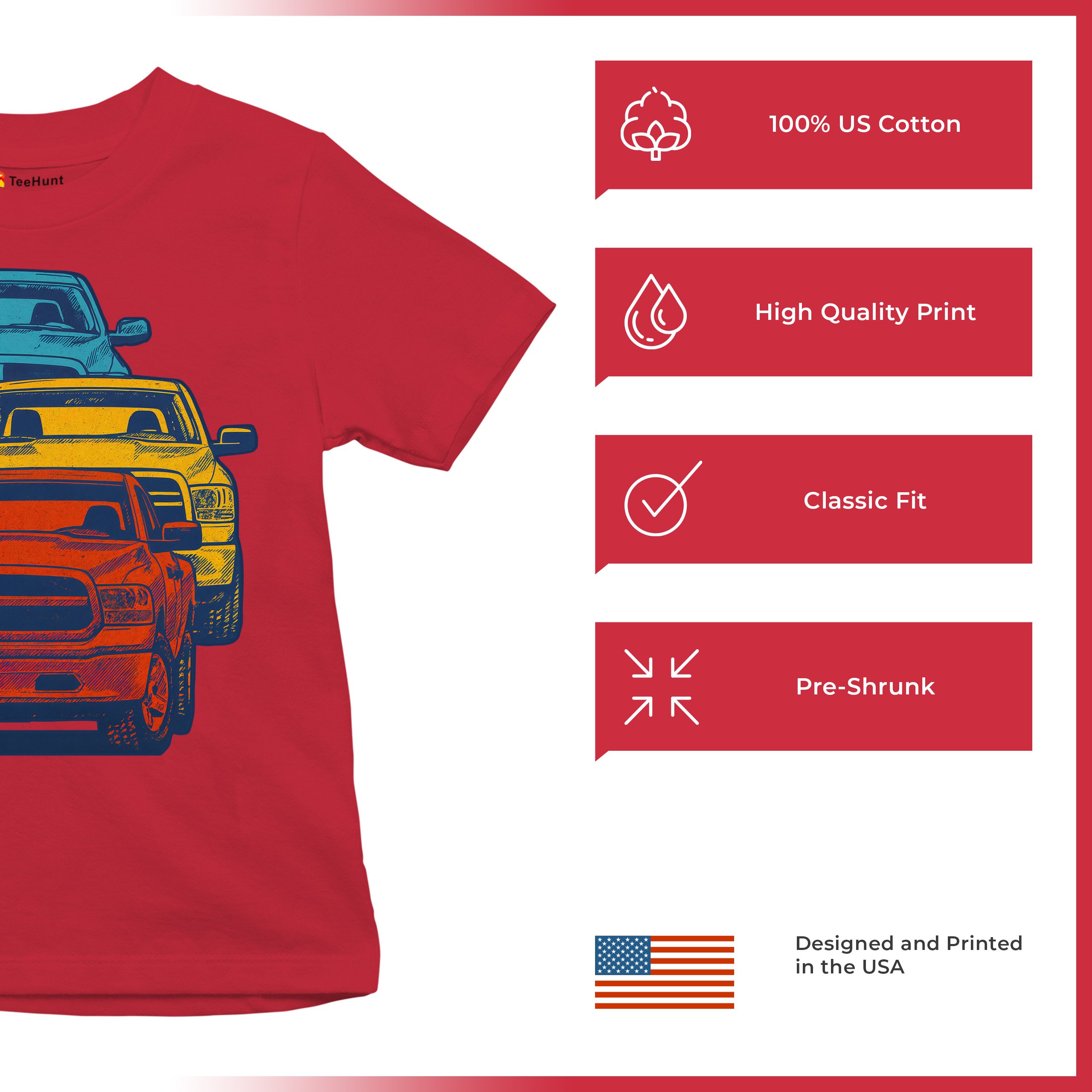 American Pickup Truck Stack Youth T-shirt 4X4 Offroad Power Heavy Duty Kids - Picture 21 of 50