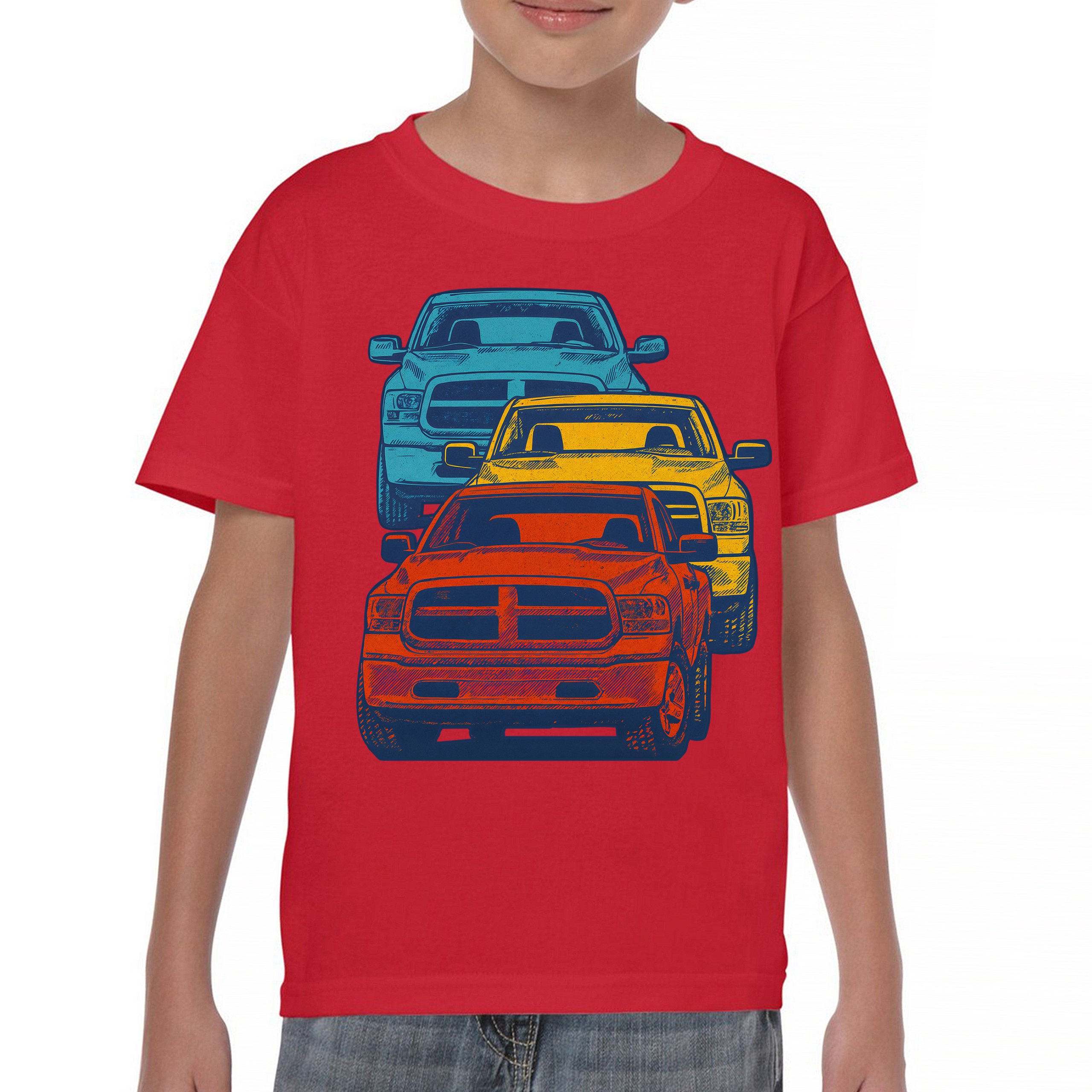 American Pickup Truck Stack Youth T-shirt 4X4 Offroad Power Heavy Duty Kids - Picture 16 of 50