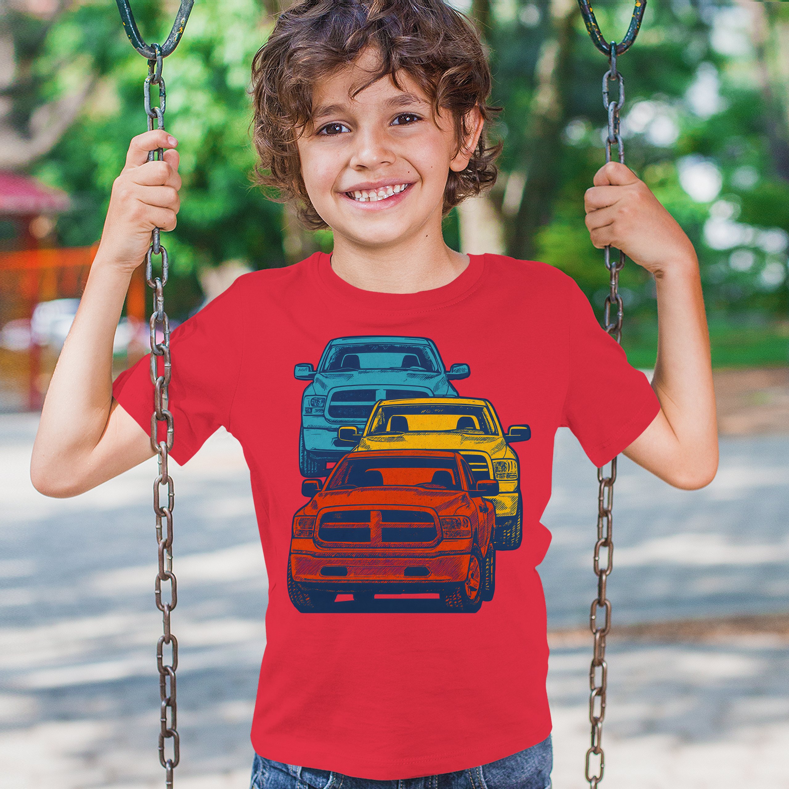 American Pickup Truck Stack Youth T-shirt 4X4 Offroad Power Heavy Duty Kids - Picture 19 of 50