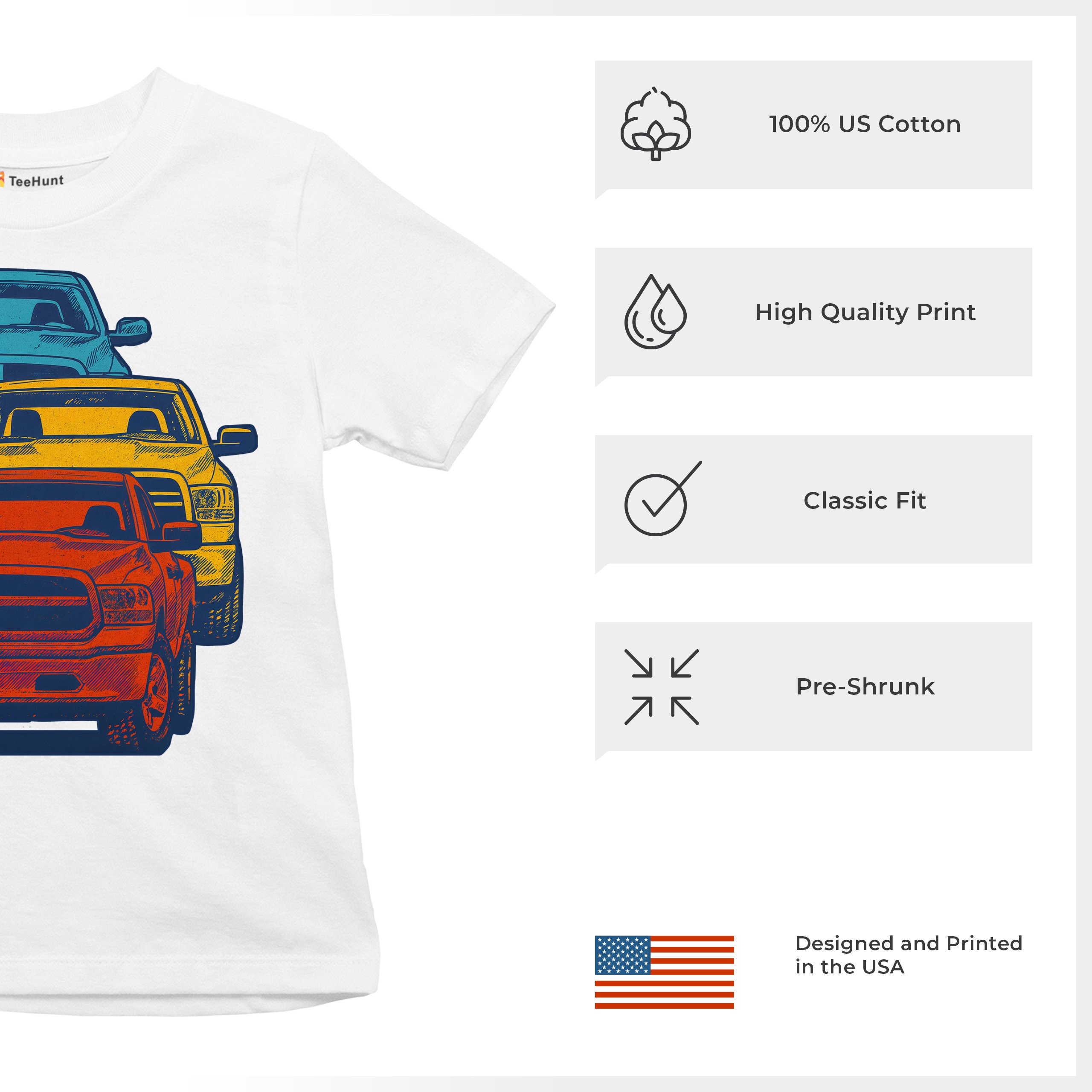 American Pickup Truck Stack Youth T-shirt 4X4 Offroad Power Heavy Duty Kids - Picture 28 of 50