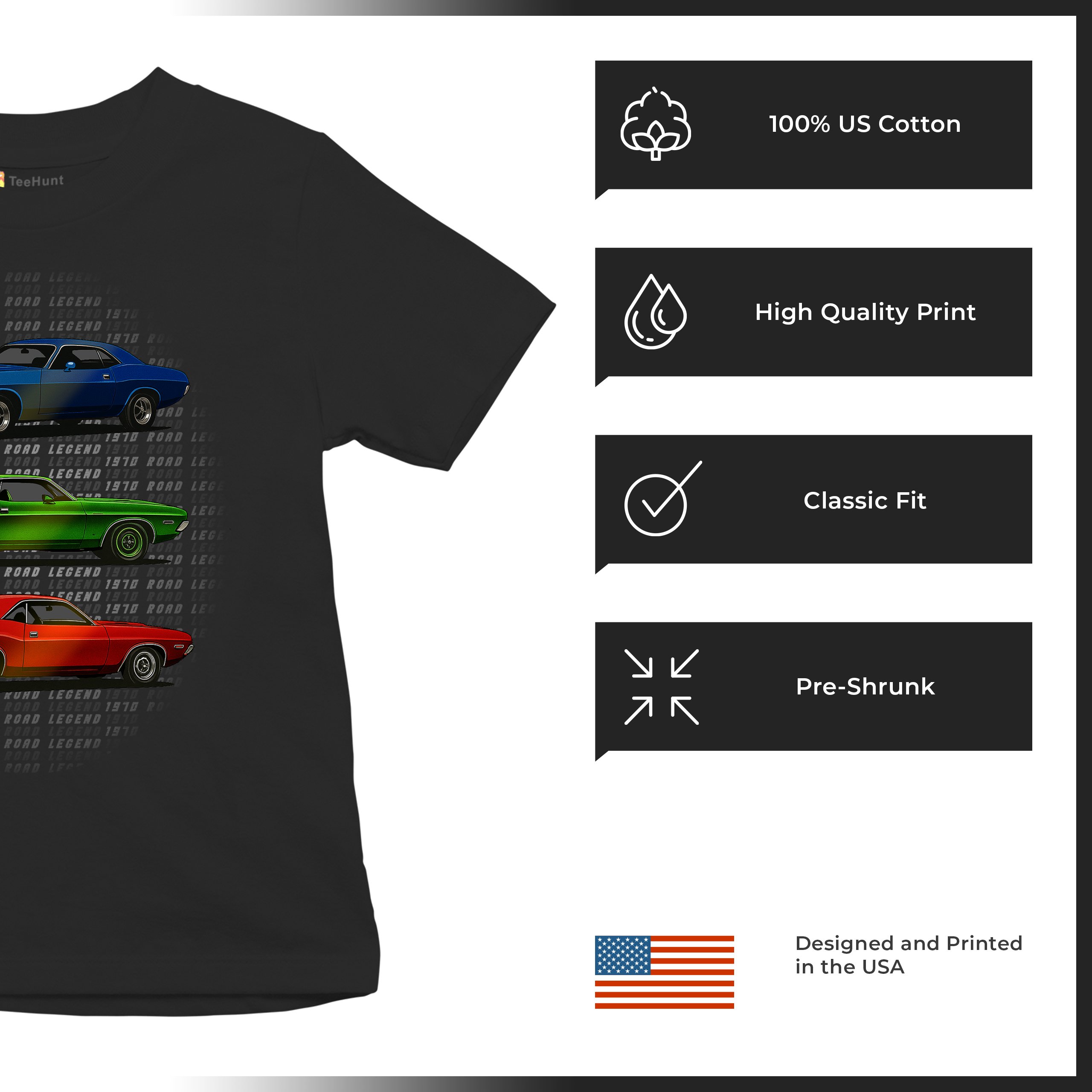 1970 Road Legends Muscle Car Youth T-shirt American Vintage Classic Kids - Picture 7 of 50