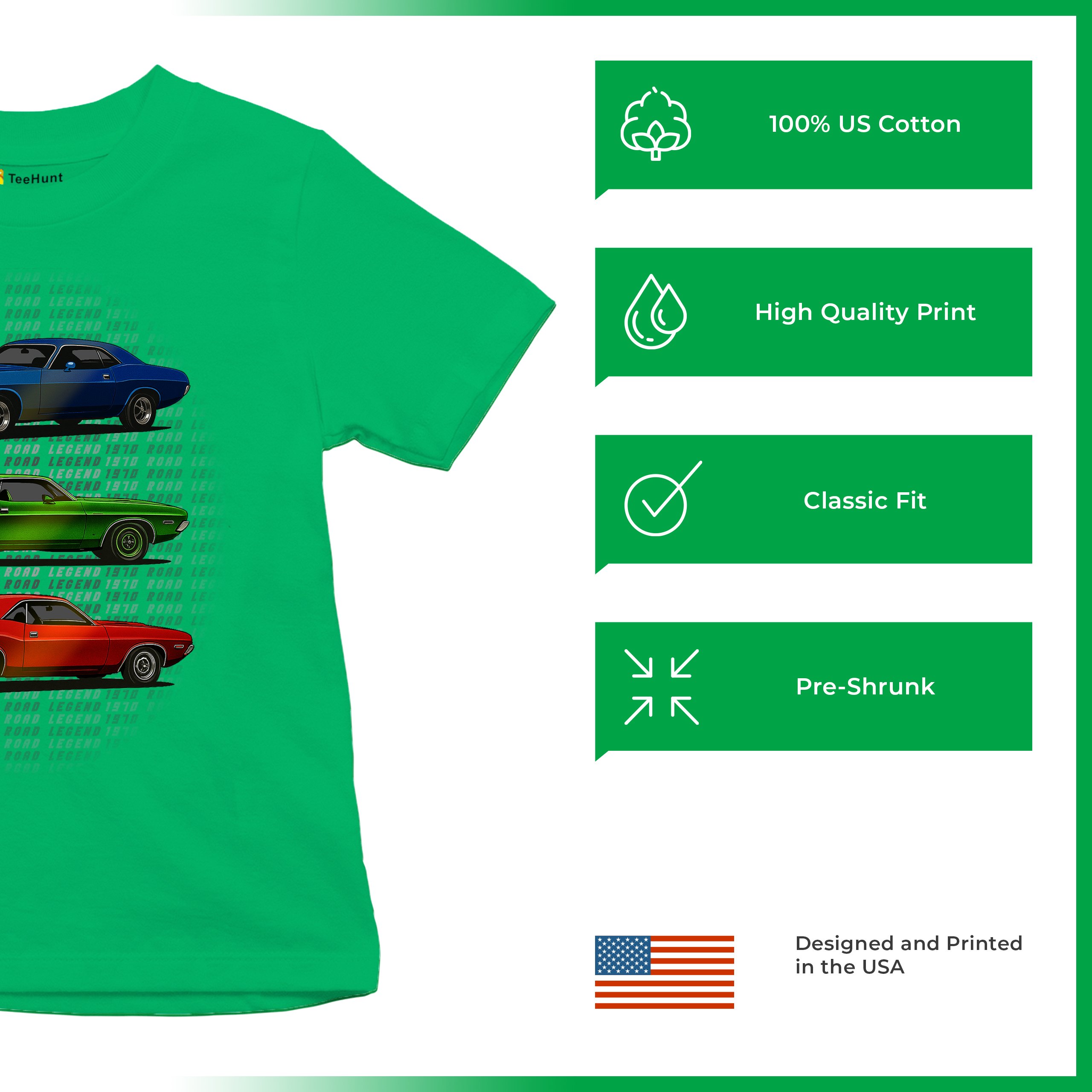 1970 Road Legends Muscle Car Youth T-shirt American Vintage Classic Kids - Picture 35 of 50