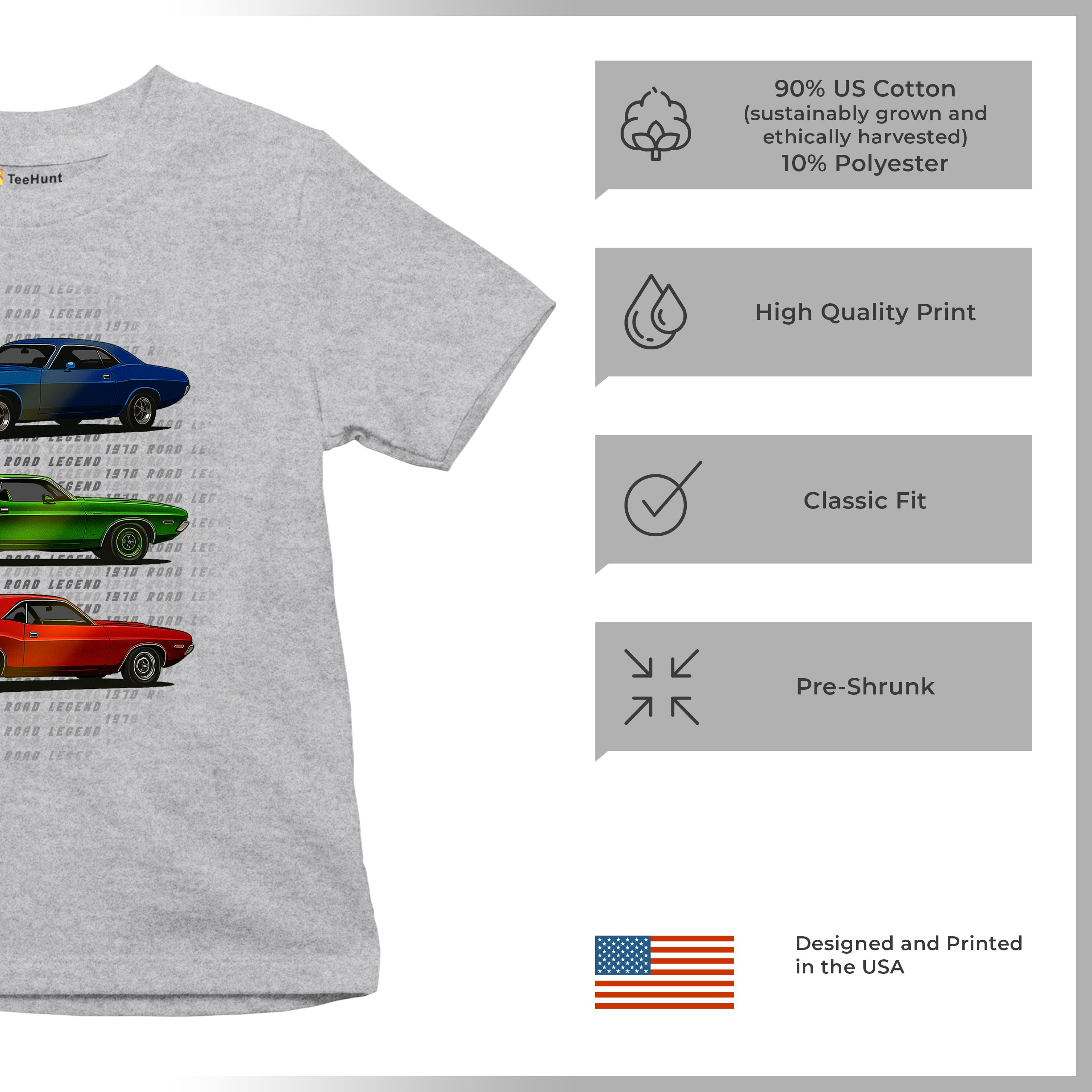 1970 Road Legends Muscle Car Youth T-shirt American Vintage Classic Kids - Picture 14 of 50