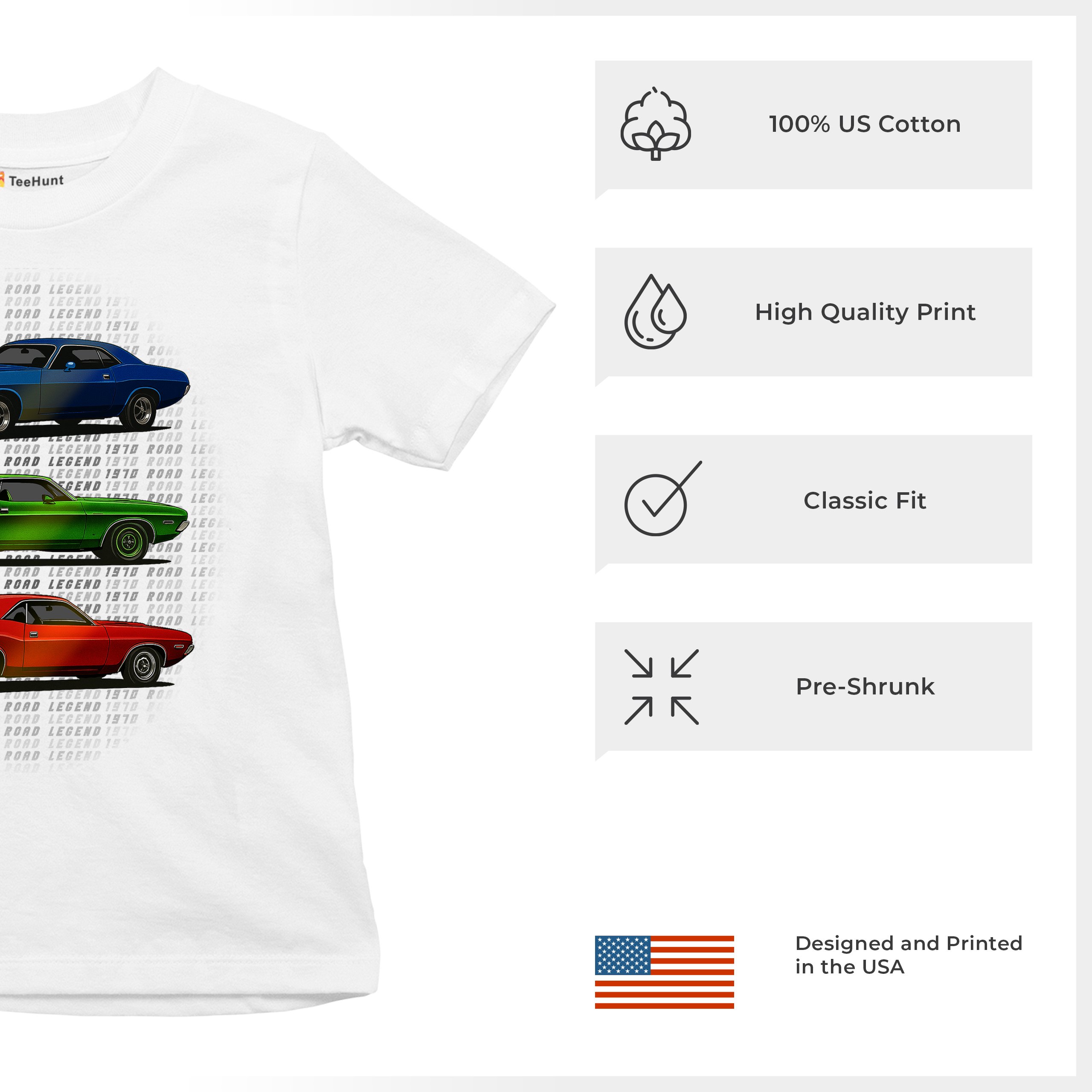 1970 Road Legends Muscle Car Youth T-shirt American Vintage Classic Kids - Picture 28 of 50