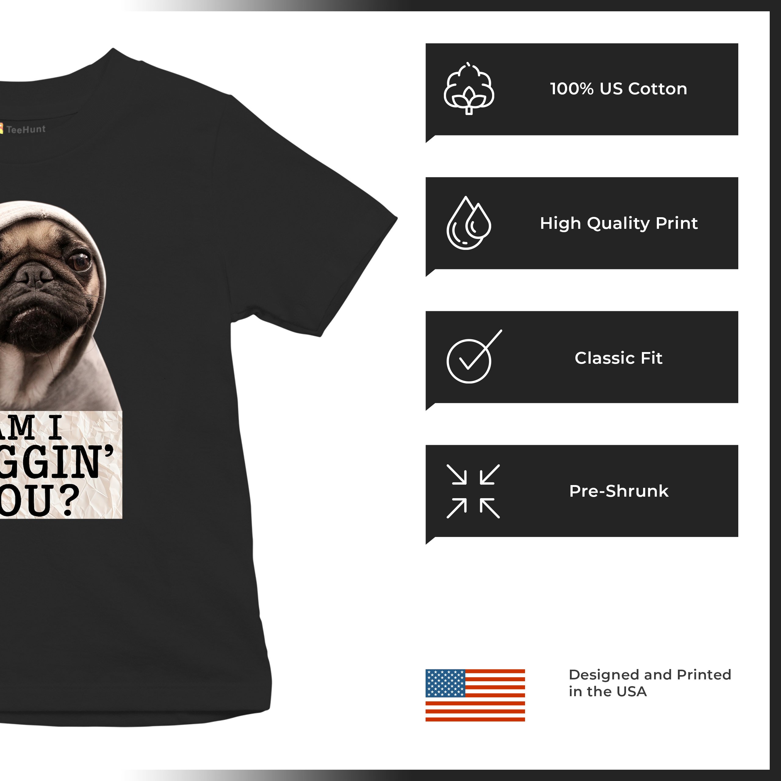 Am I Puggin You Youth T-shirt Funny Pug Puppy Dog Mom Pet Pug Dad Kids - Picture 7 of 50