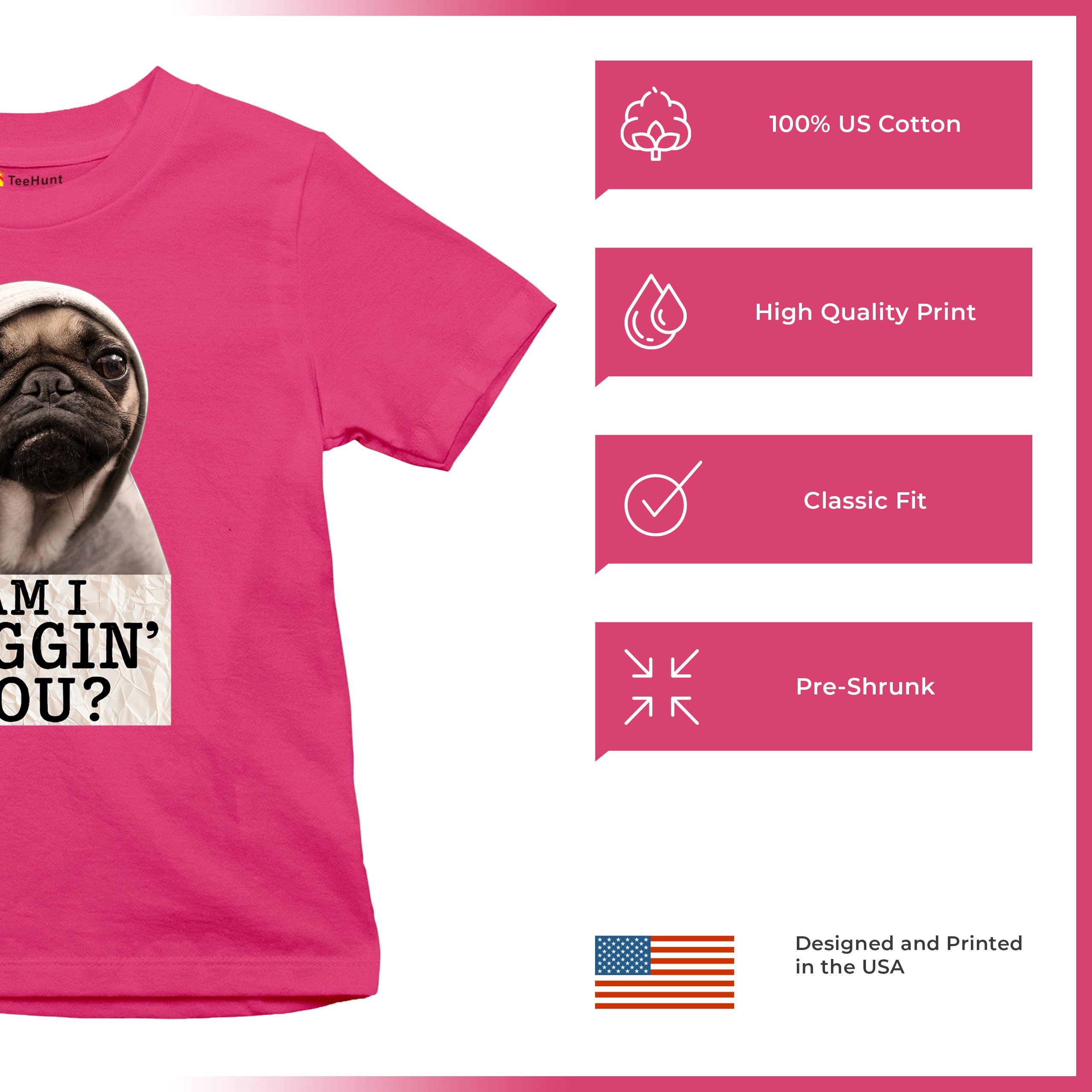 Am I Puggin You Youth T-shirt Funny Pug Puppy Dog Mom Pet Pug Dad Kids - Picture 49 of 50