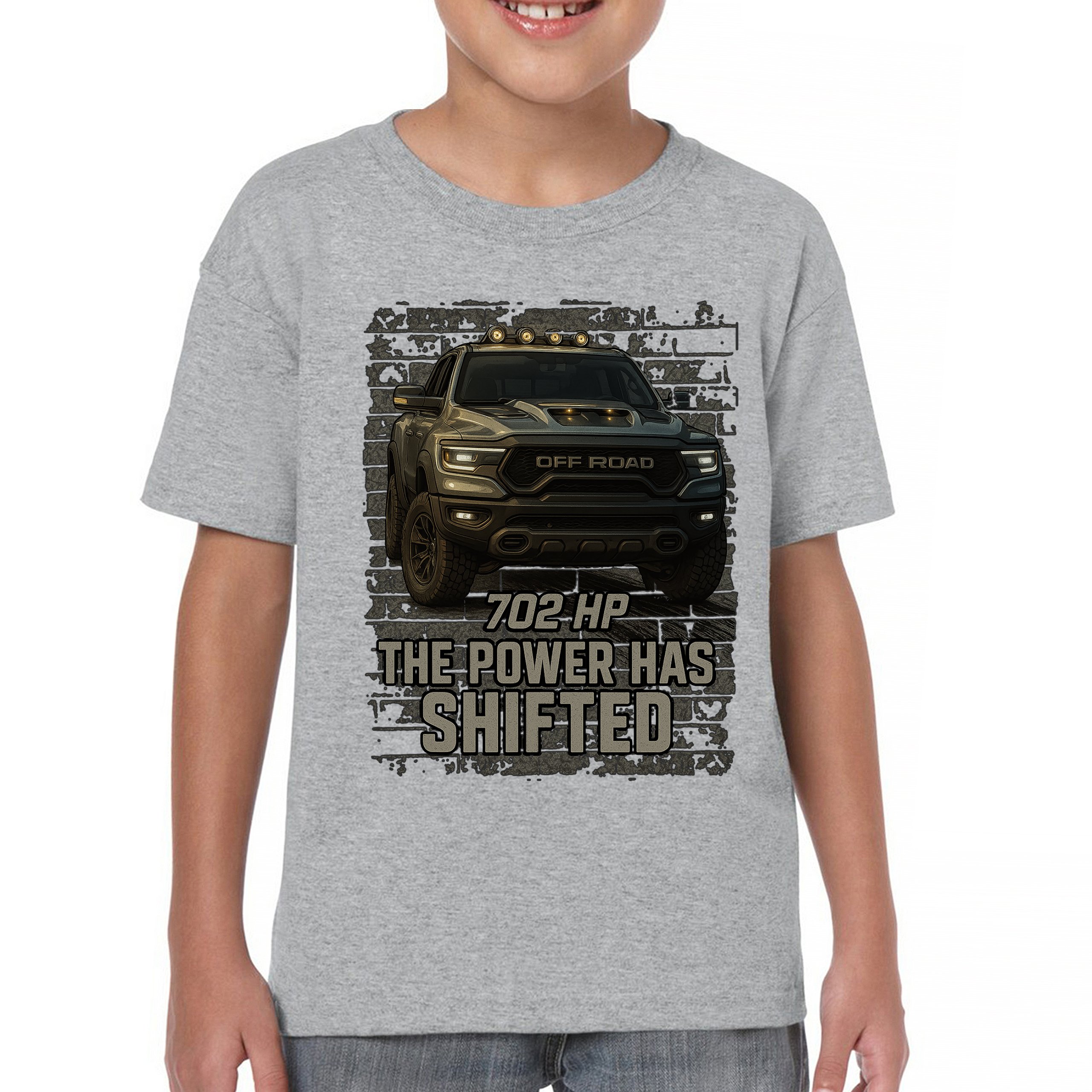 The Power Has Shifted Youth T-shirt 702HP Pickup Truck Offroad Muscle 4x4 Kids - Picture 9 of 50