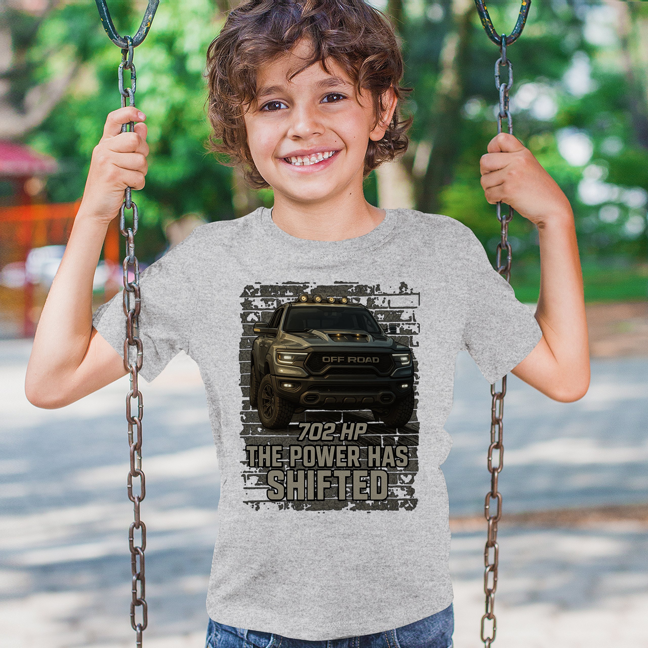The Power Has Shifted Youth T-shirt 702HP Pickup Truck Offroad Muscle 4x4 Kids - Picture 12 of 50