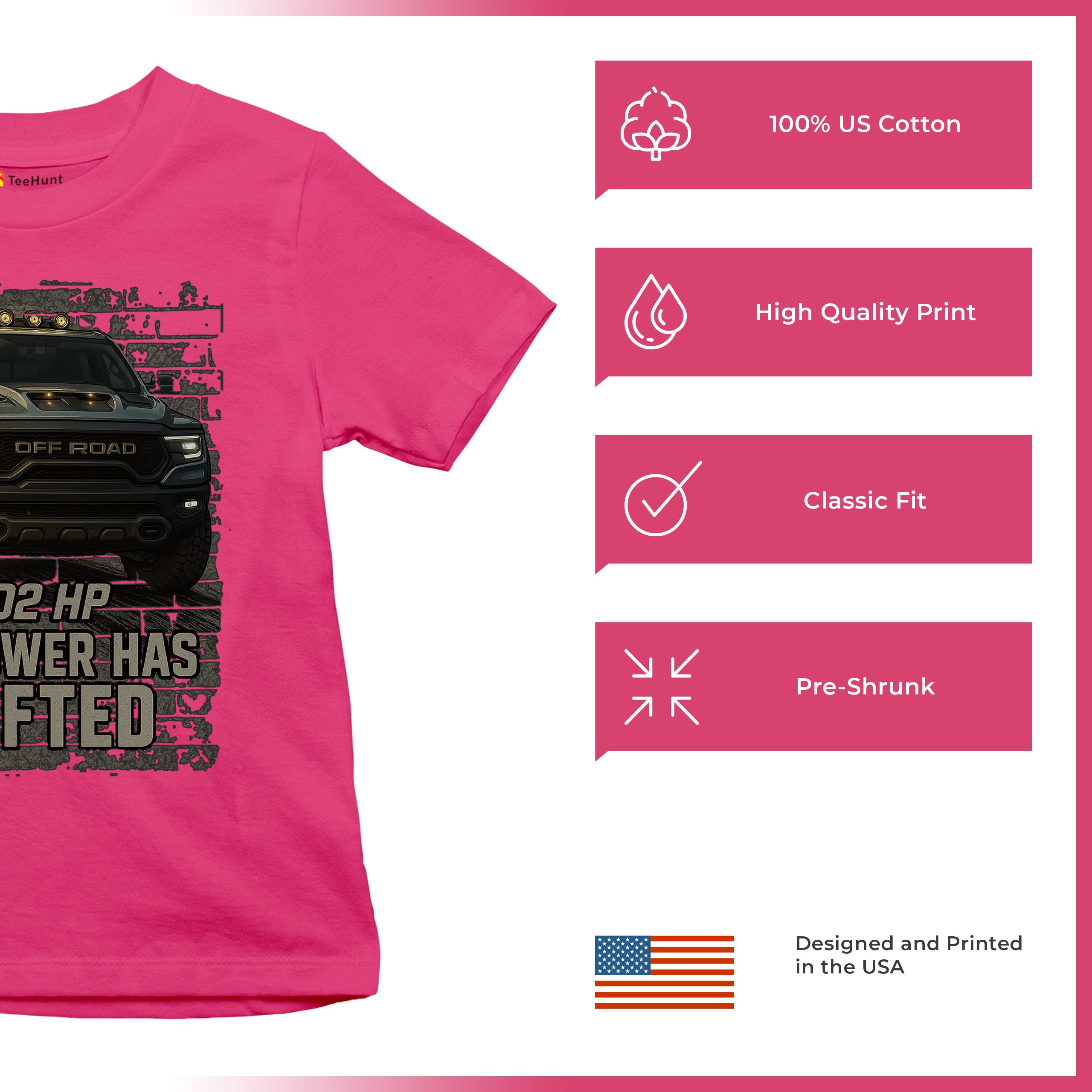 The Power Has Shifted Youth T-shirt 702HP Pickup Truck Offroad Muscle 4x4 Kids - Picture 49 of 50