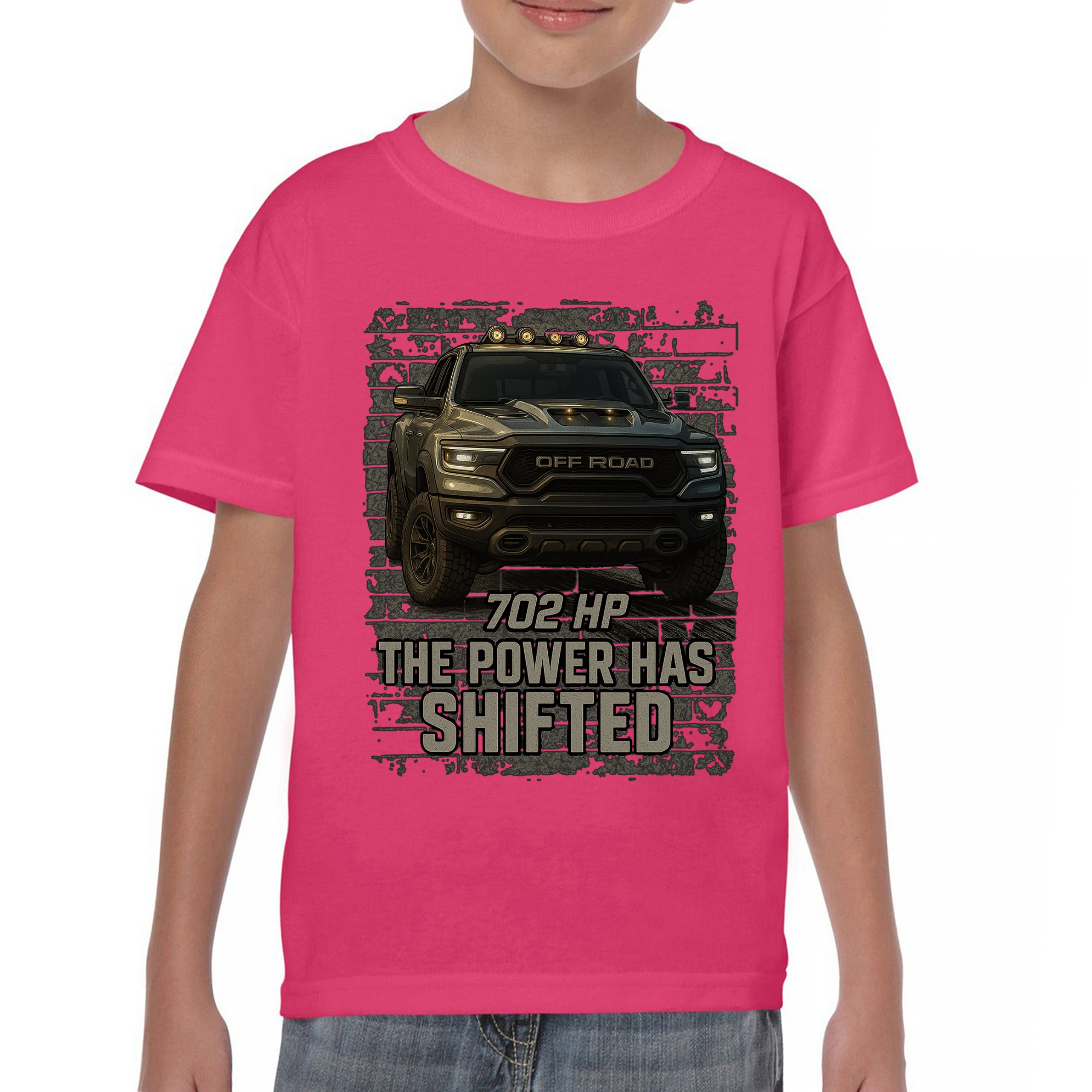 The Power Has Shifted Youth T-shirt 702HP Pickup Truck Offroad Muscle 4x4 Kids - Picture 44 of 50