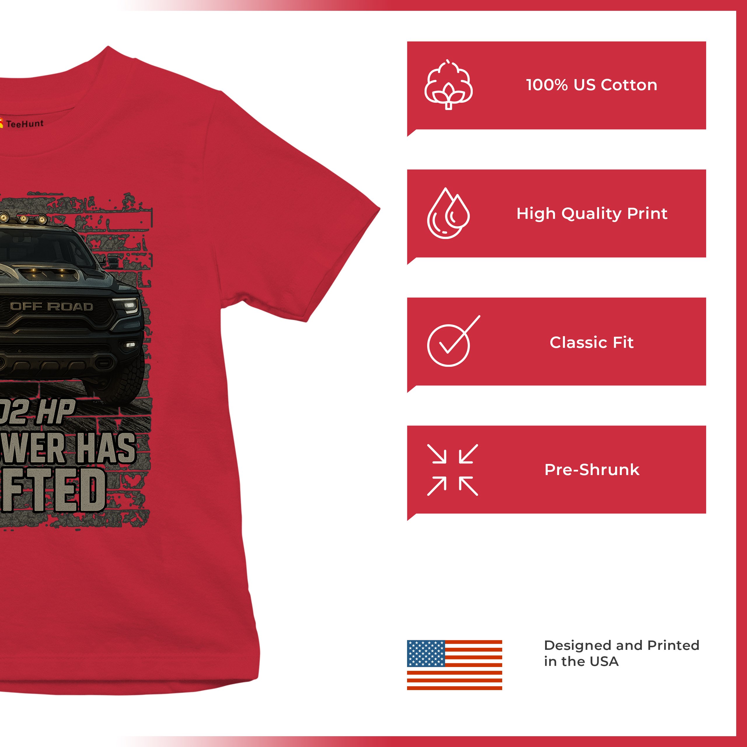 The Power Has Shifted Youth T-shirt 702HP Pickup Truck Offroad Muscle 4x4 Kids - Picture 21 of 50