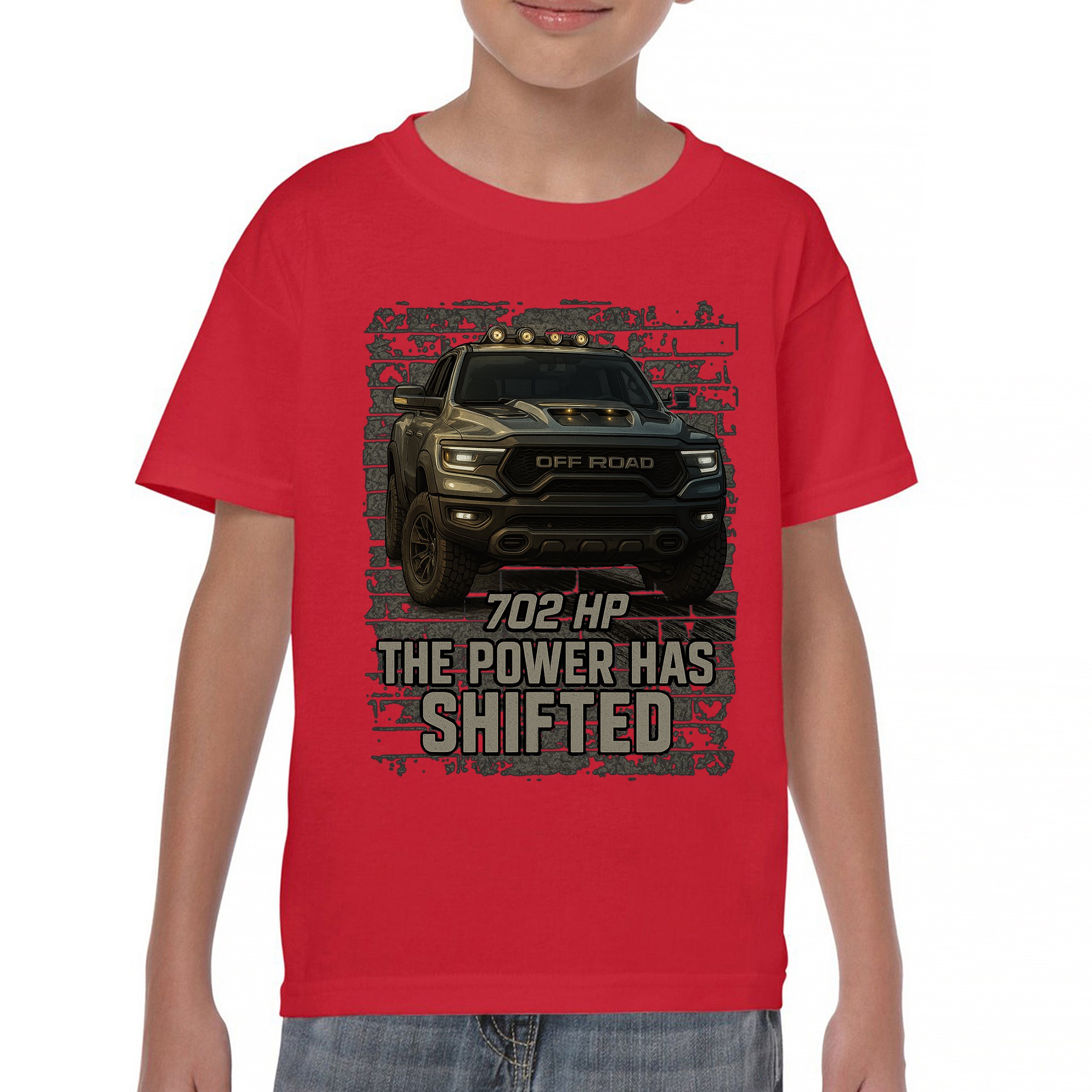 The Power Has Shifted Youth T-shirt 702HP Pickup Truck Offroad Muscle 4x4 Kids - Picture 16 of 50