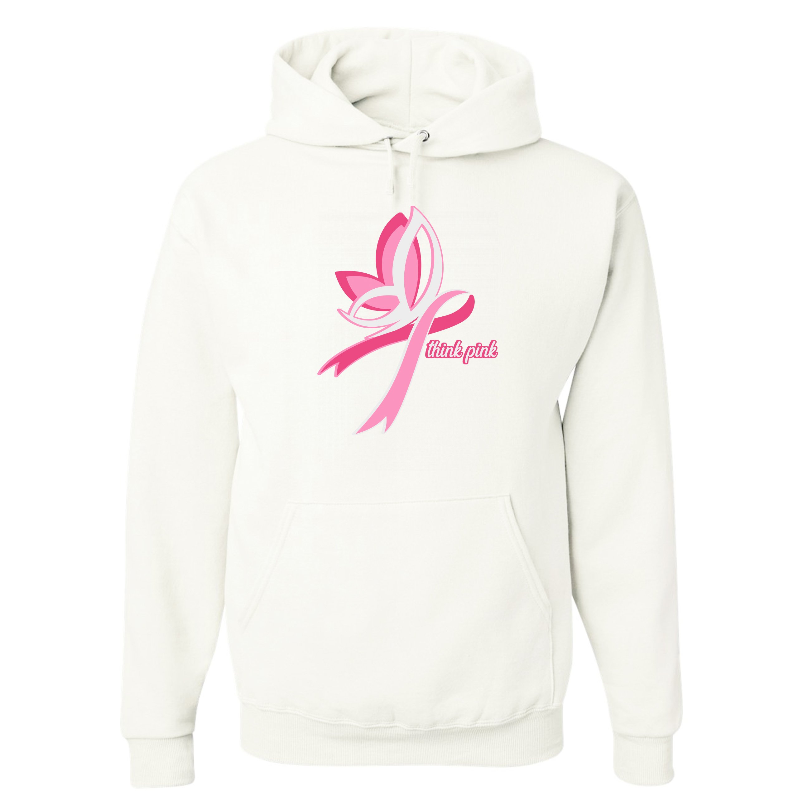 Think Pink Breast Cancer Awareness Sweatshirt Pink Ribbon Butterfly ...