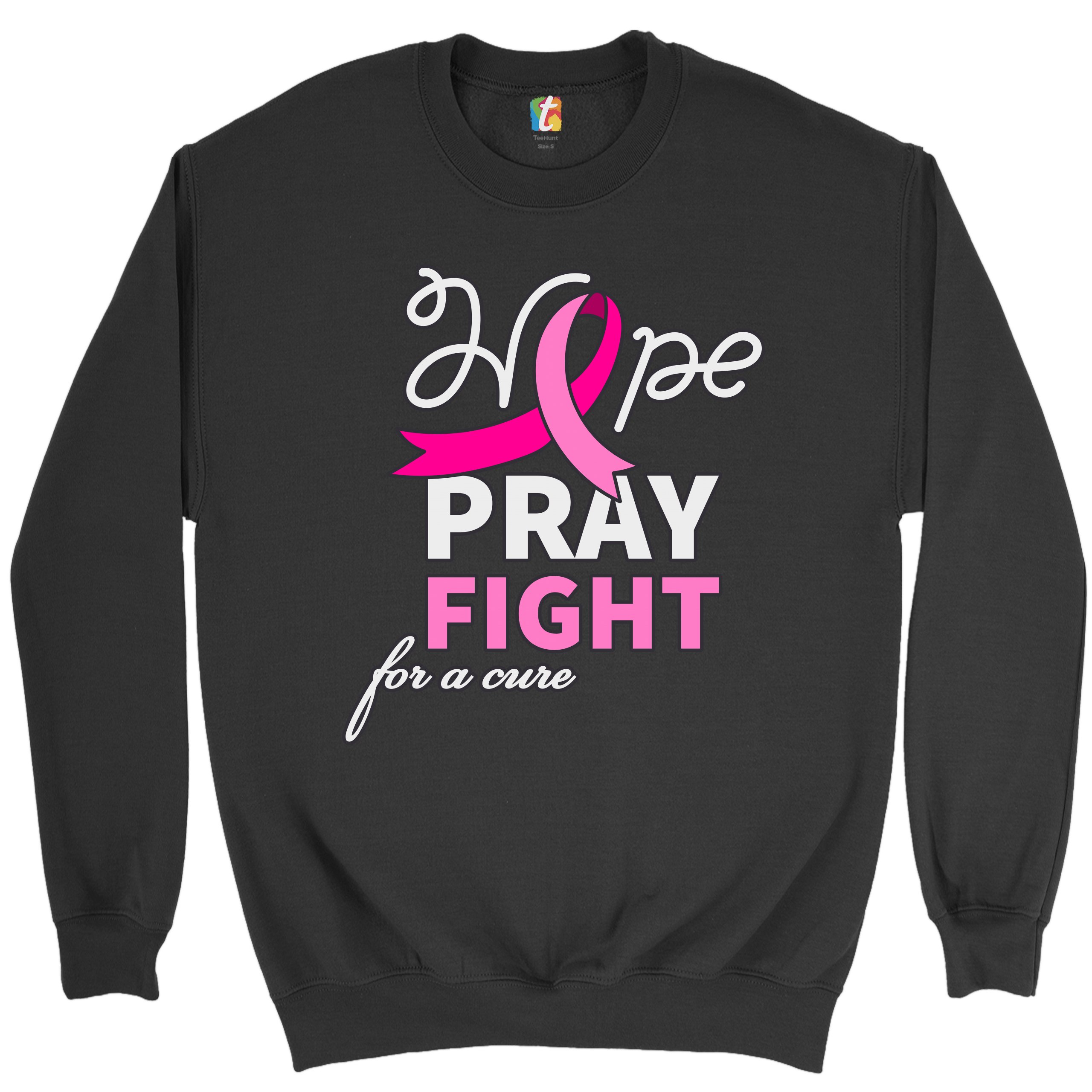 Sudadera Hope Pray Fight for a Cure Concientización sobre el Cáncer Cinta Rosa Cuello Redondo - Imagen 2 de 36