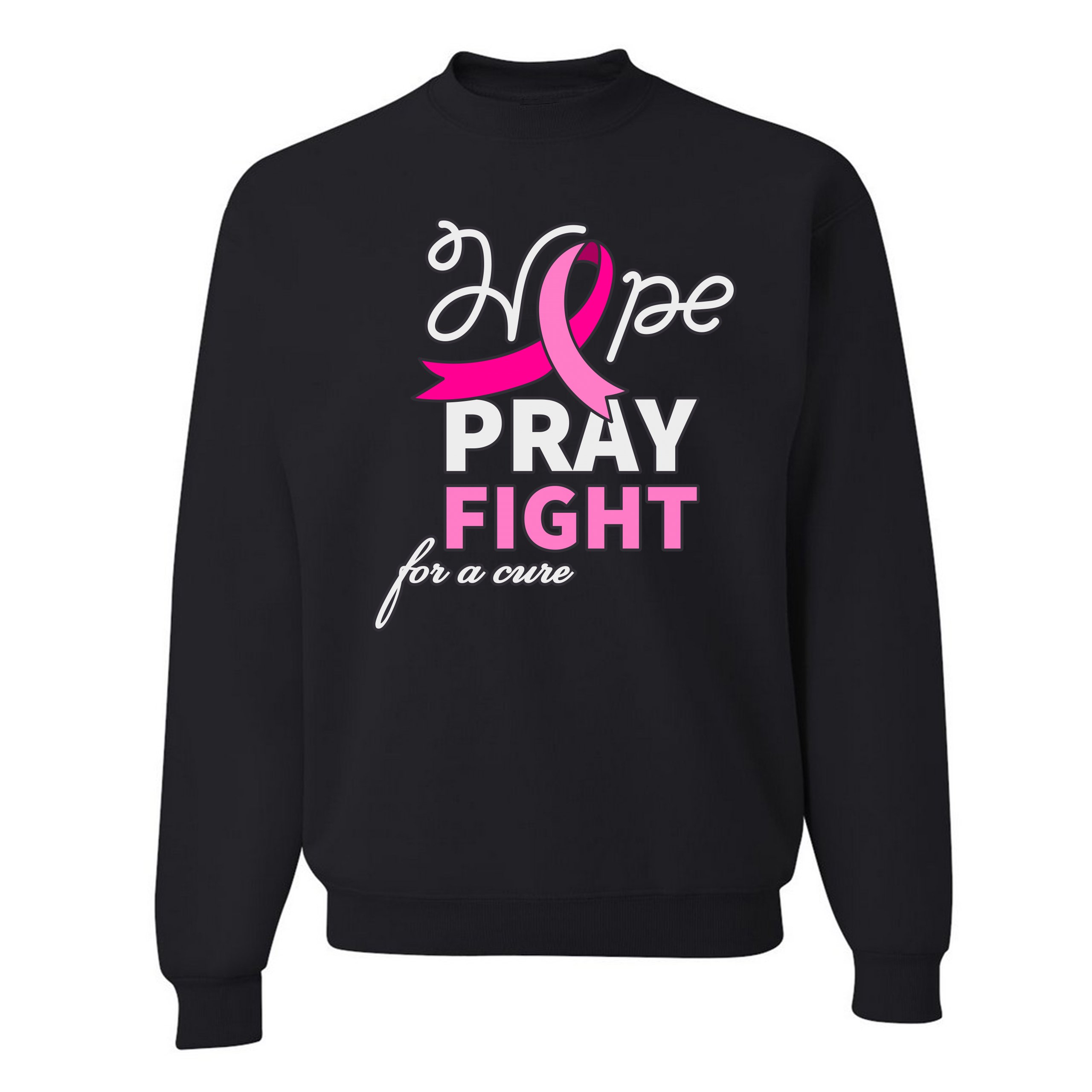 Sudadera Hope Pray Fight for a Cure Concientización sobre el Cáncer Cinta Rosa Cuello Redondo - Imagen 3 de 36