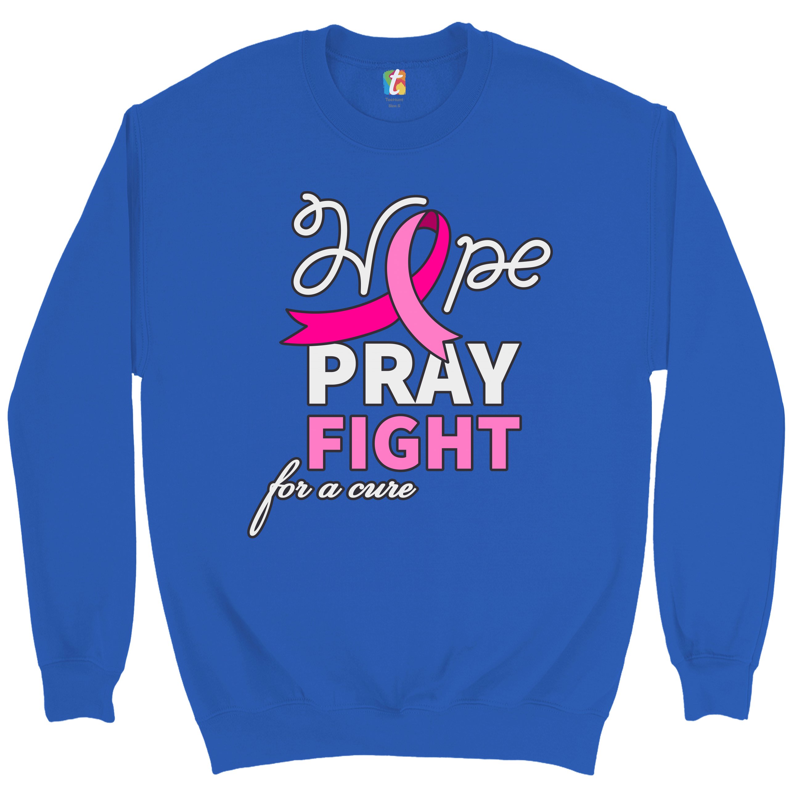 Sudadera Hope Pray Fight for a Cure Concientización sobre el Cáncer Cinta Rosa Cuello Redondo - Imagen 32 de 36