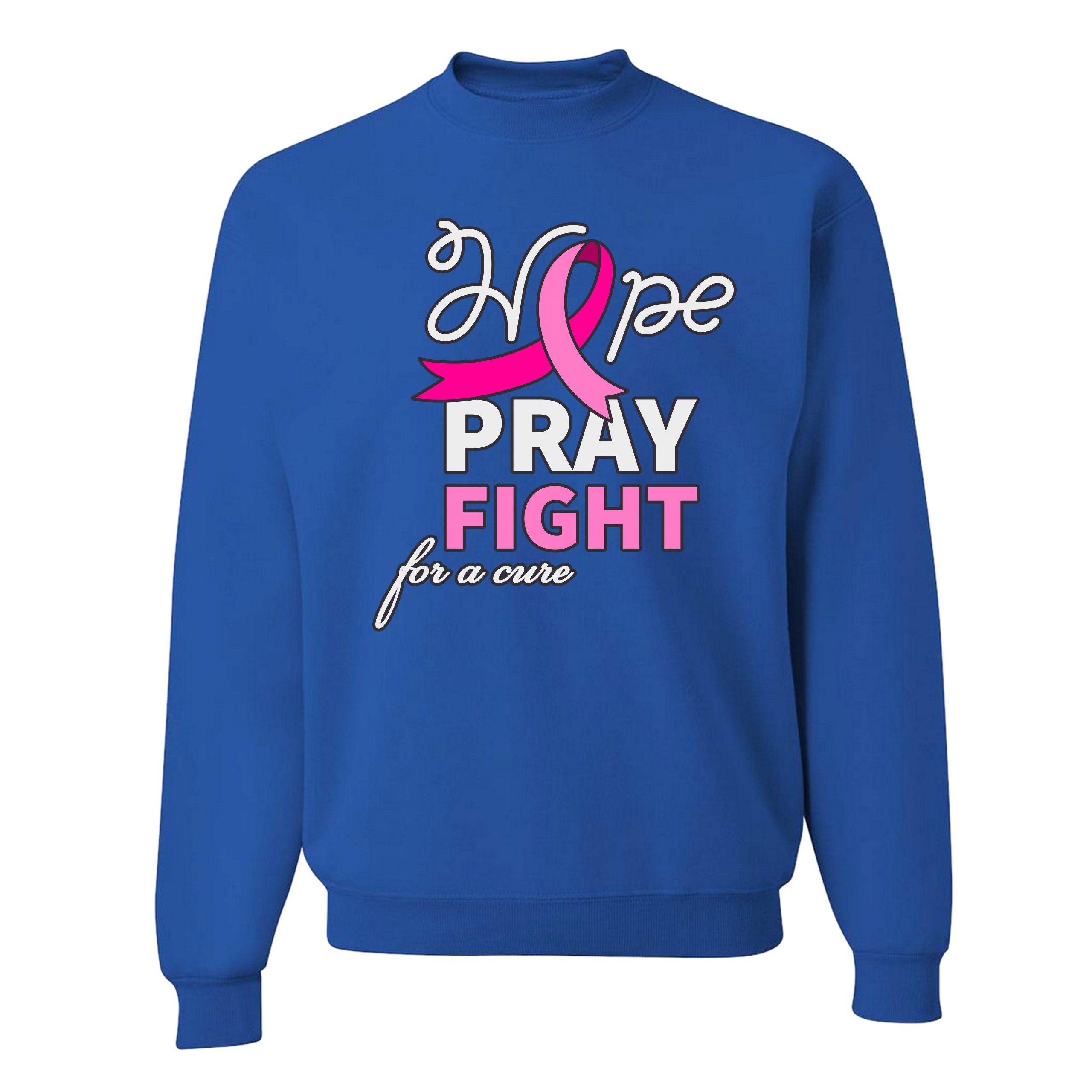 Sudadera Hope Pray Fight for a Cure Concientización sobre el Cáncer Cinta Rosa Cuello Redondo - Imagen 33 de 36