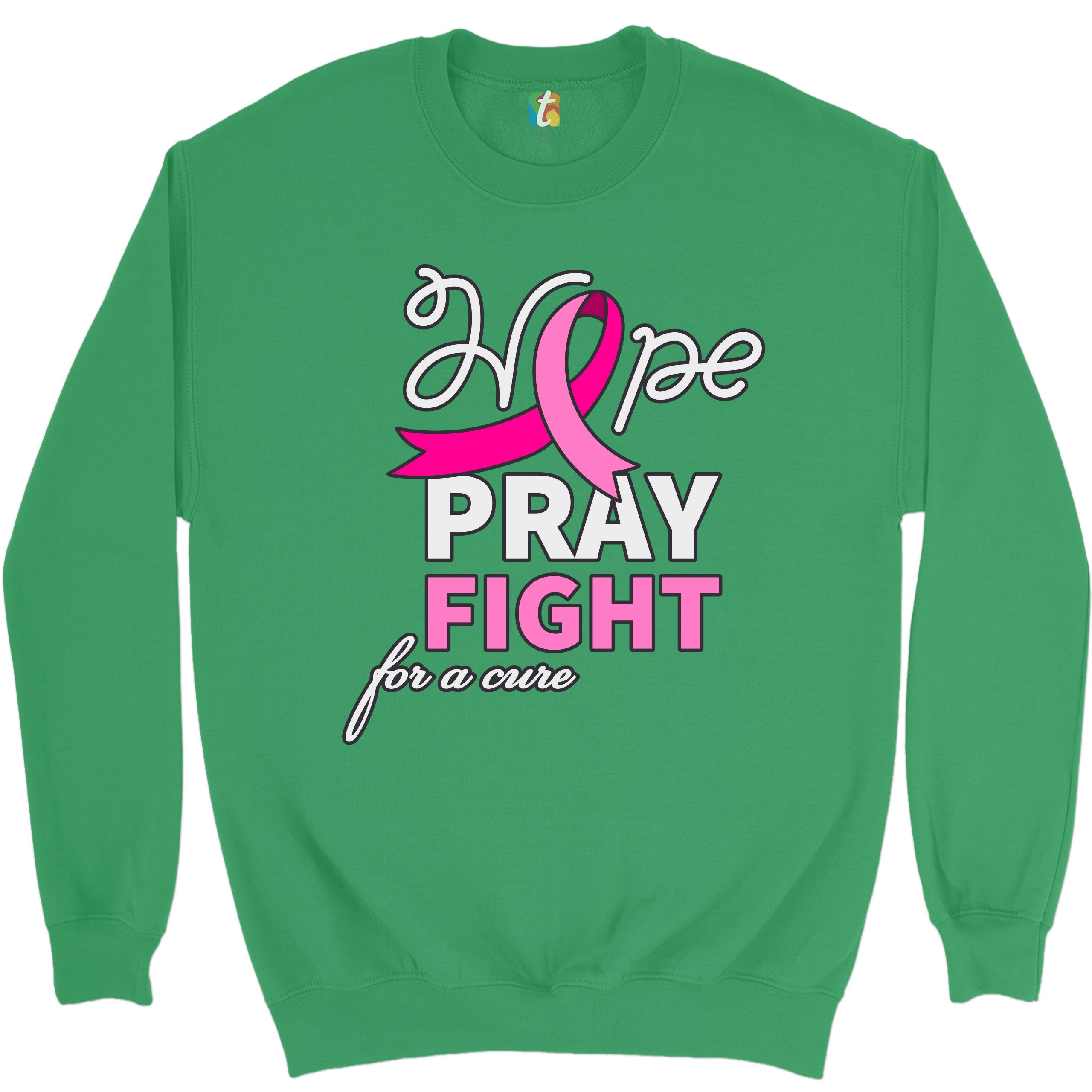 Sudadera Hope Pray Fight for a Cure Concientización sobre el Cáncer Cinta Rosa Cuello Redondo - Imagen 27 de 36