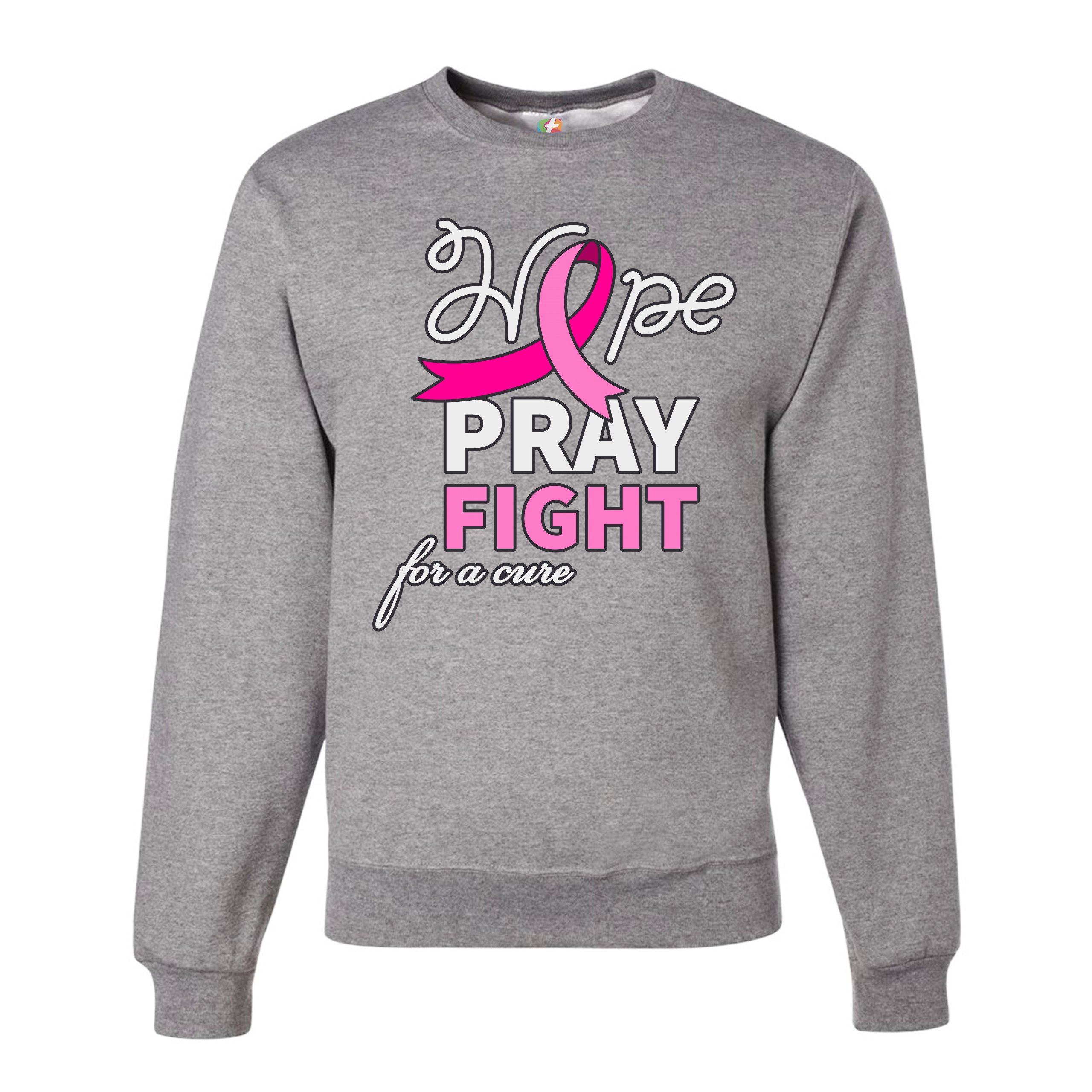 Sudadera Hope Pray Fight for a Cure Concientización sobre el Cáncer Cinta Rosa Cuello Redondo - Imagen 8 de 36