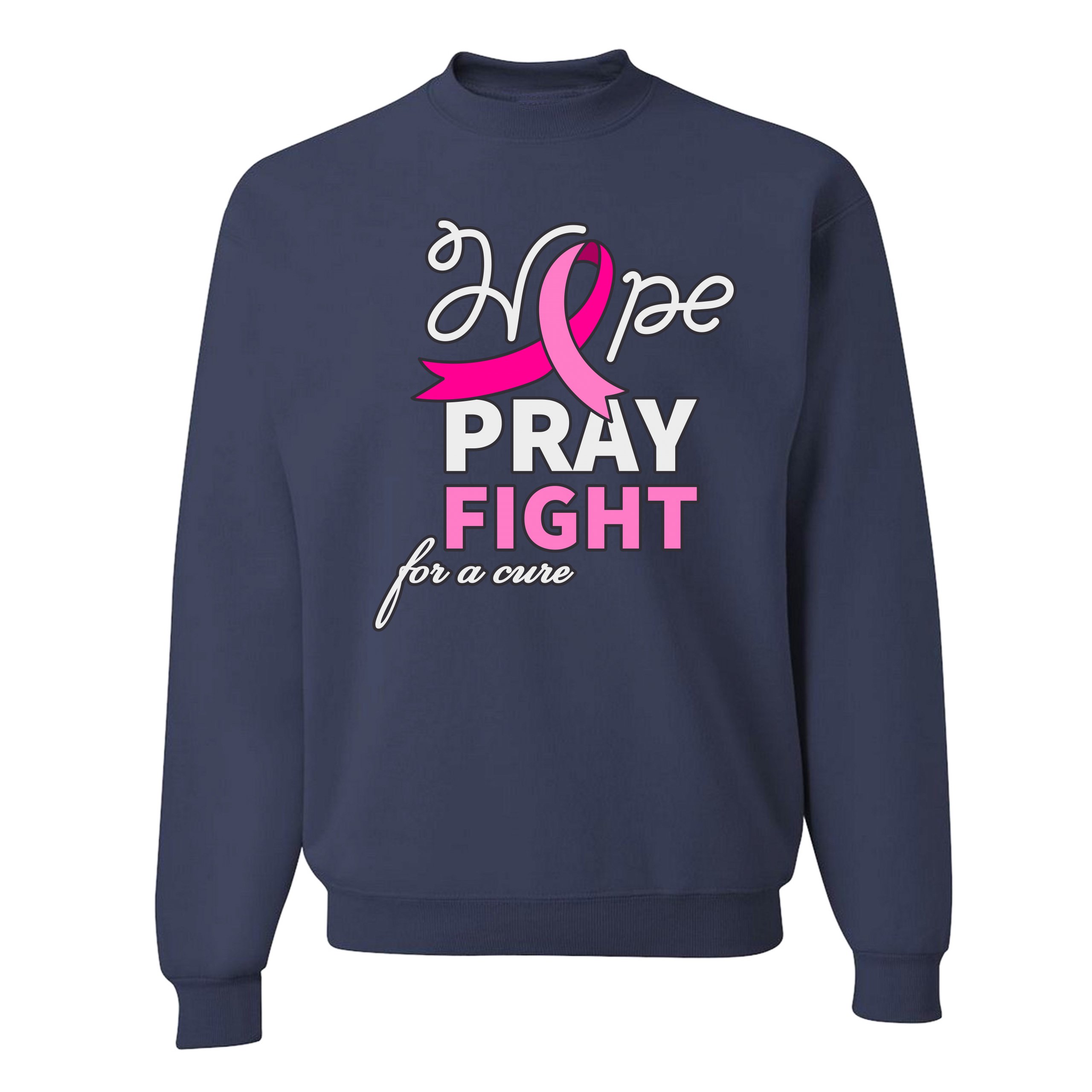 Sudadera Hope Pray Fight for a Cure Concientización sobre el Cáncer Cinta Rosa Cuello Redondo - Imagen 23 de 36