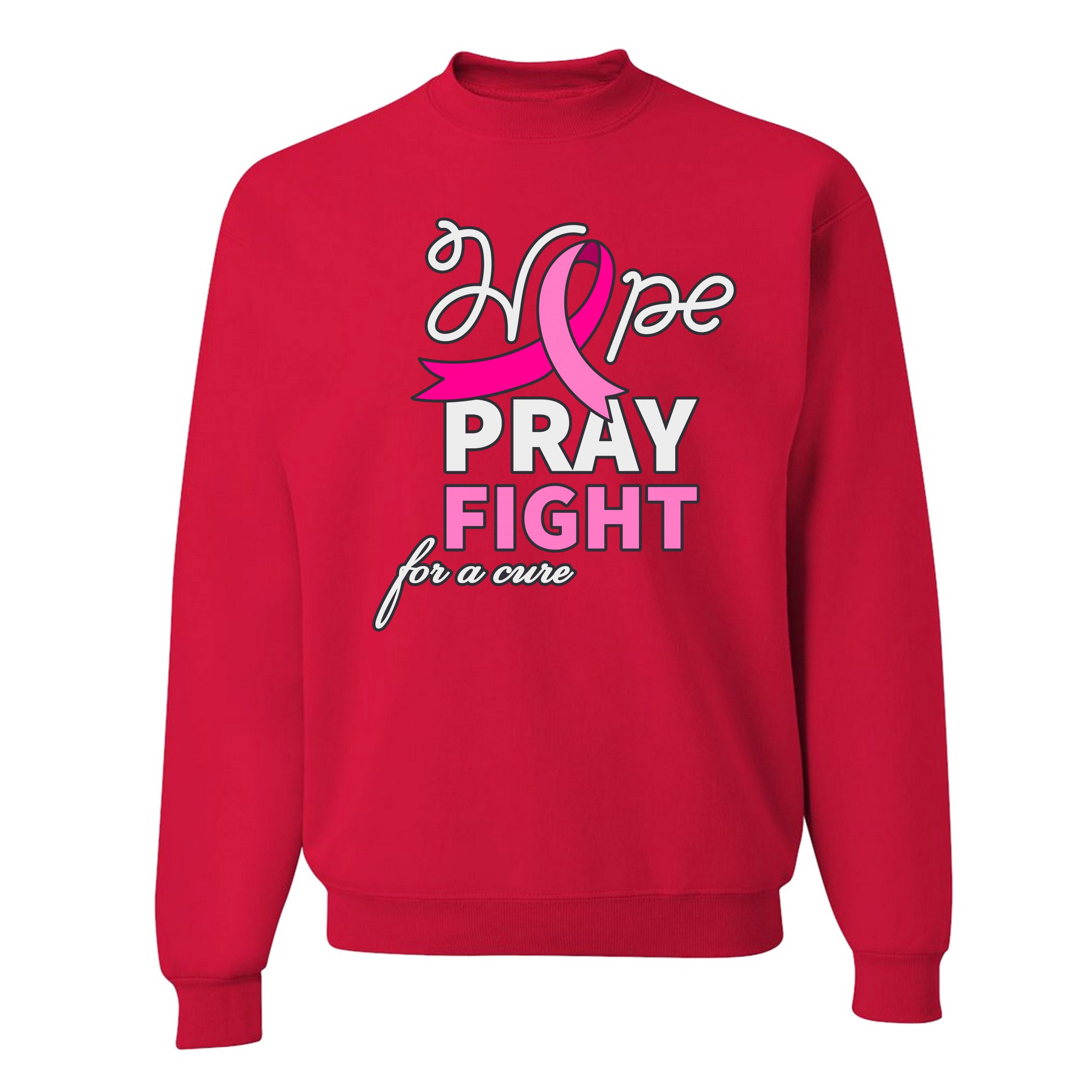 Sudadera Hope Pray Fight for a Cure Concientización sobre el Cáncer Cinta Rosa Cuello Redondo - Imagen 13 de 36