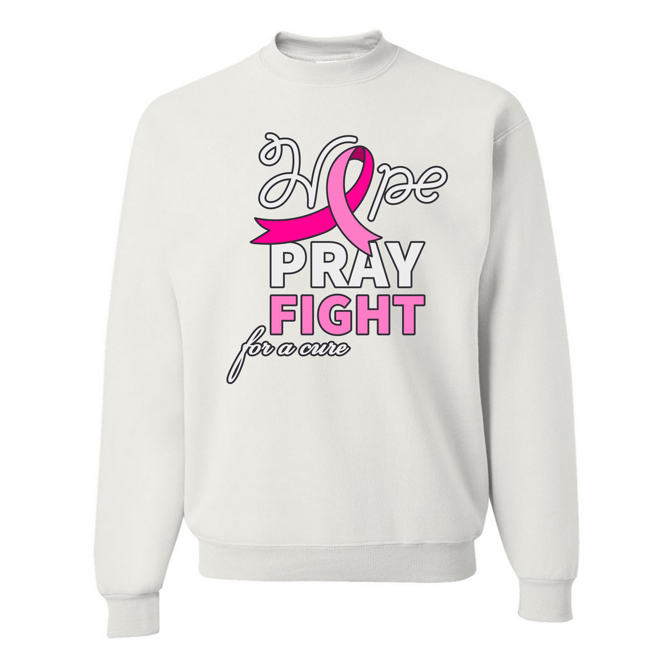 Sudadera Hope Pray Fight for a Cure Concientización sobre el Cáncer Cinta Rosa Cuello Redondo - Imagen 18 de 36