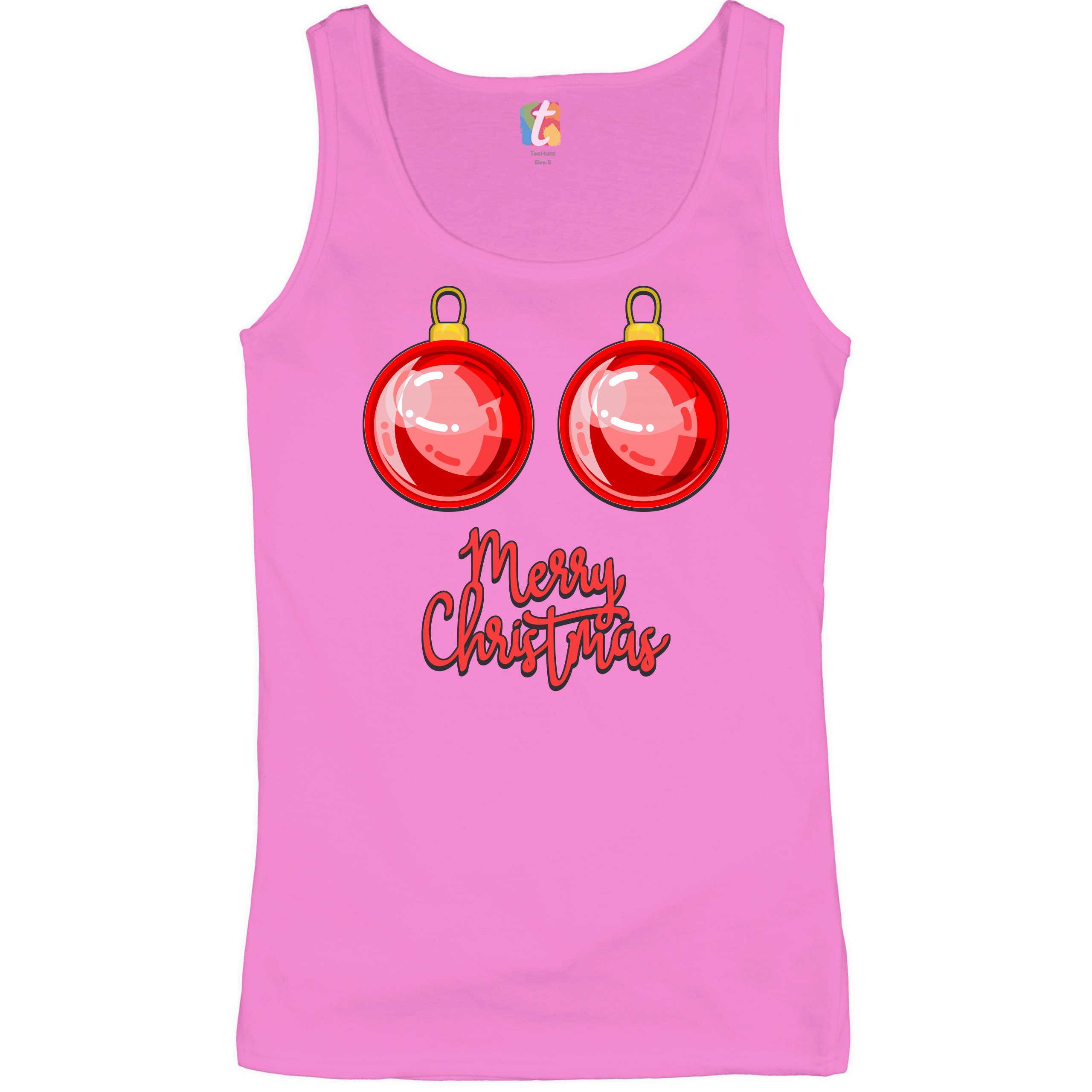 Merry Christmas Boobs Womens Tank Top Naughty Or Nice Funny Xmas Tits