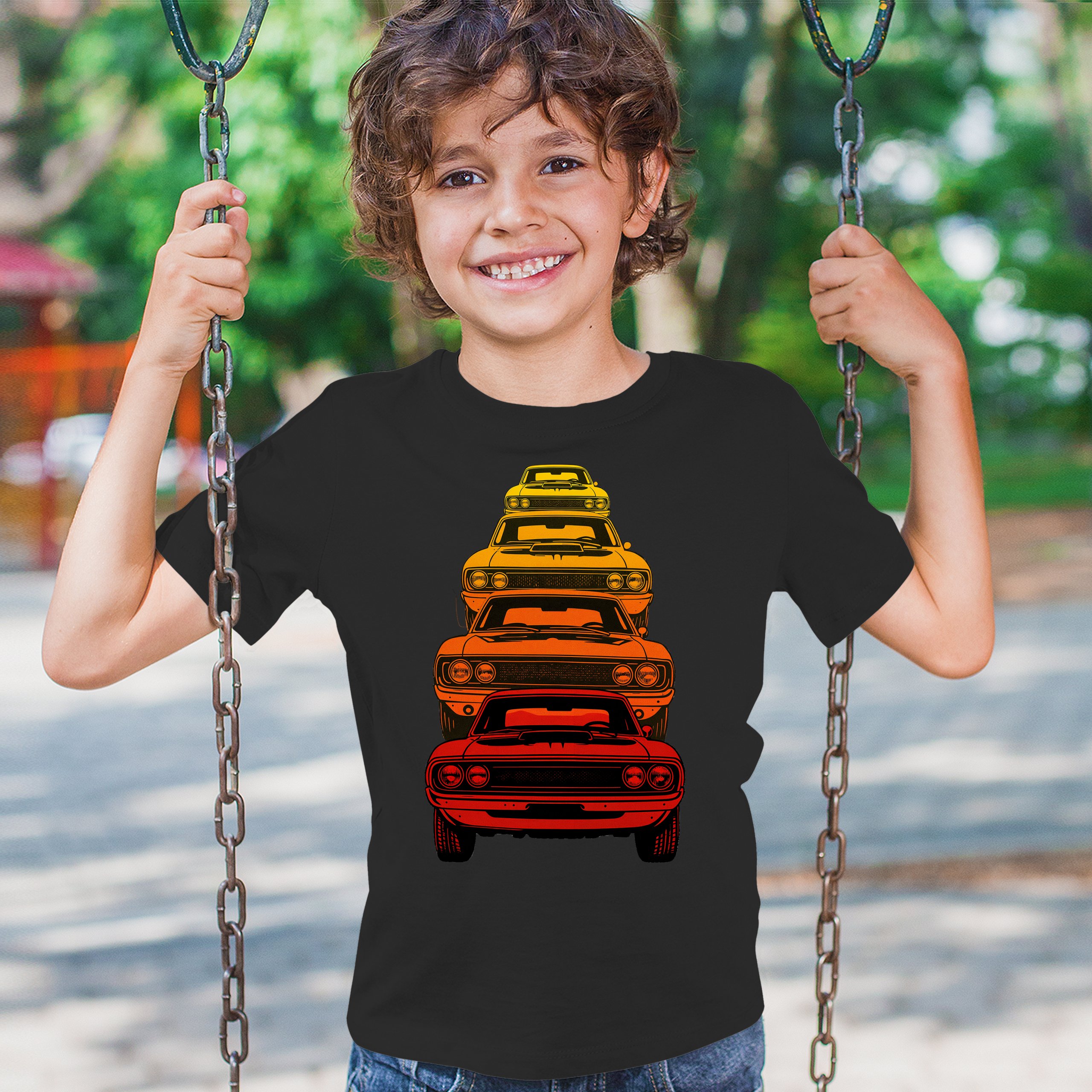 American Gradient Muscle Car Youth T-shirt 1970 Classic Vintage Power Kids - Picture 5 of 50
