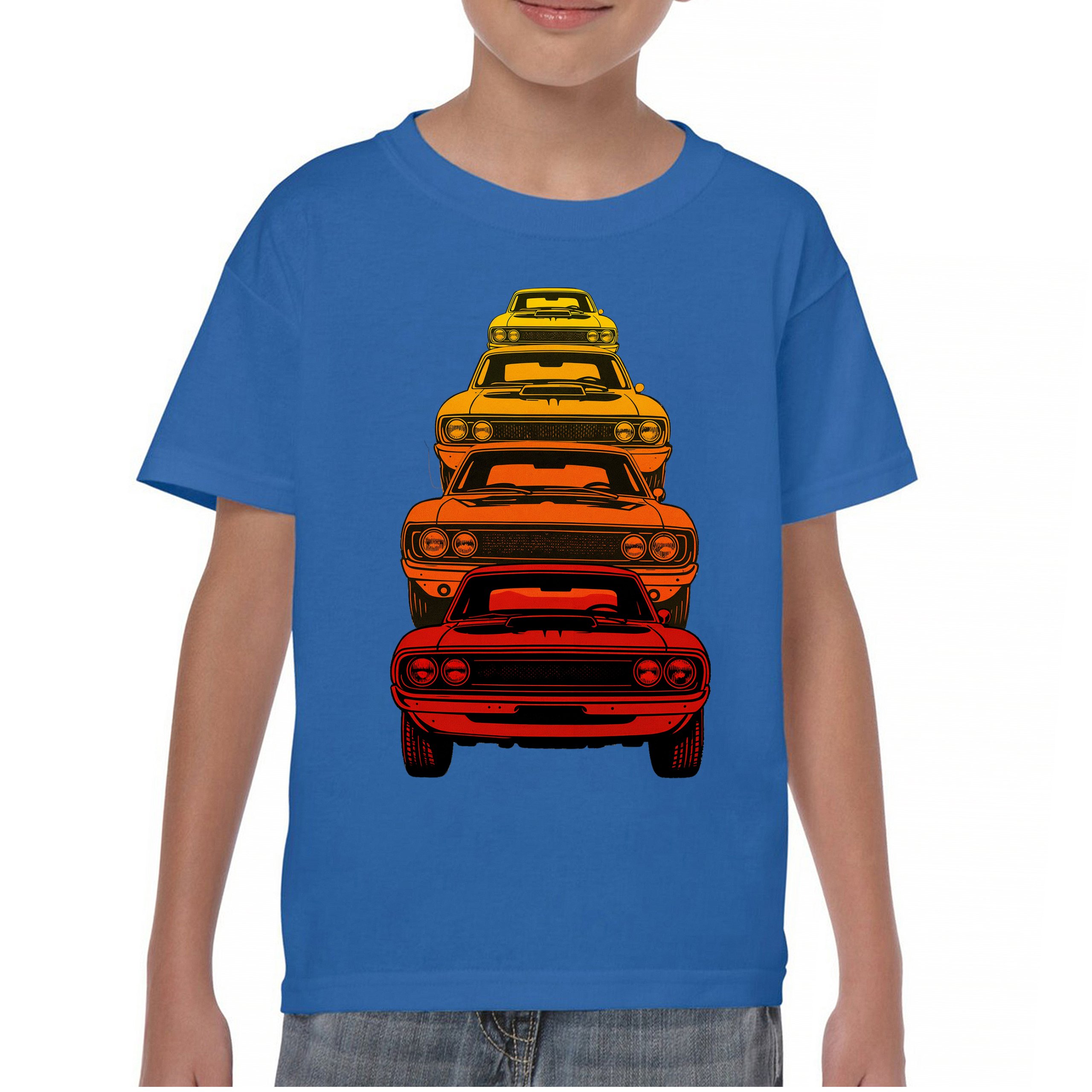 American Gradient Muscle Car Youth T-shirt 1970 Classic Vintage Power Kids - Picture 37 of 50