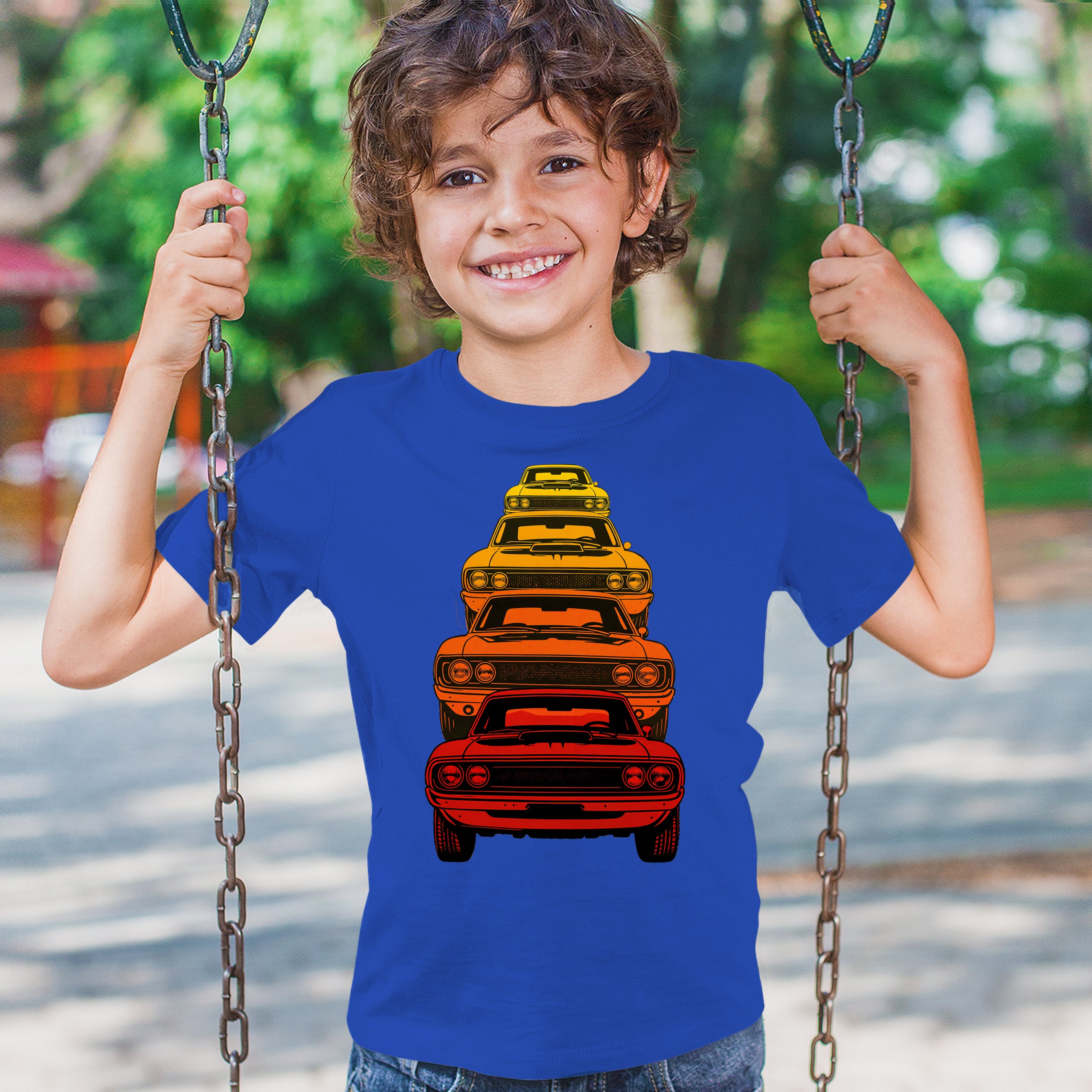 American Gradient Muscle Car Youth T-shirt 1970 Classic Vintage Power Kids - Picture 40 of 50