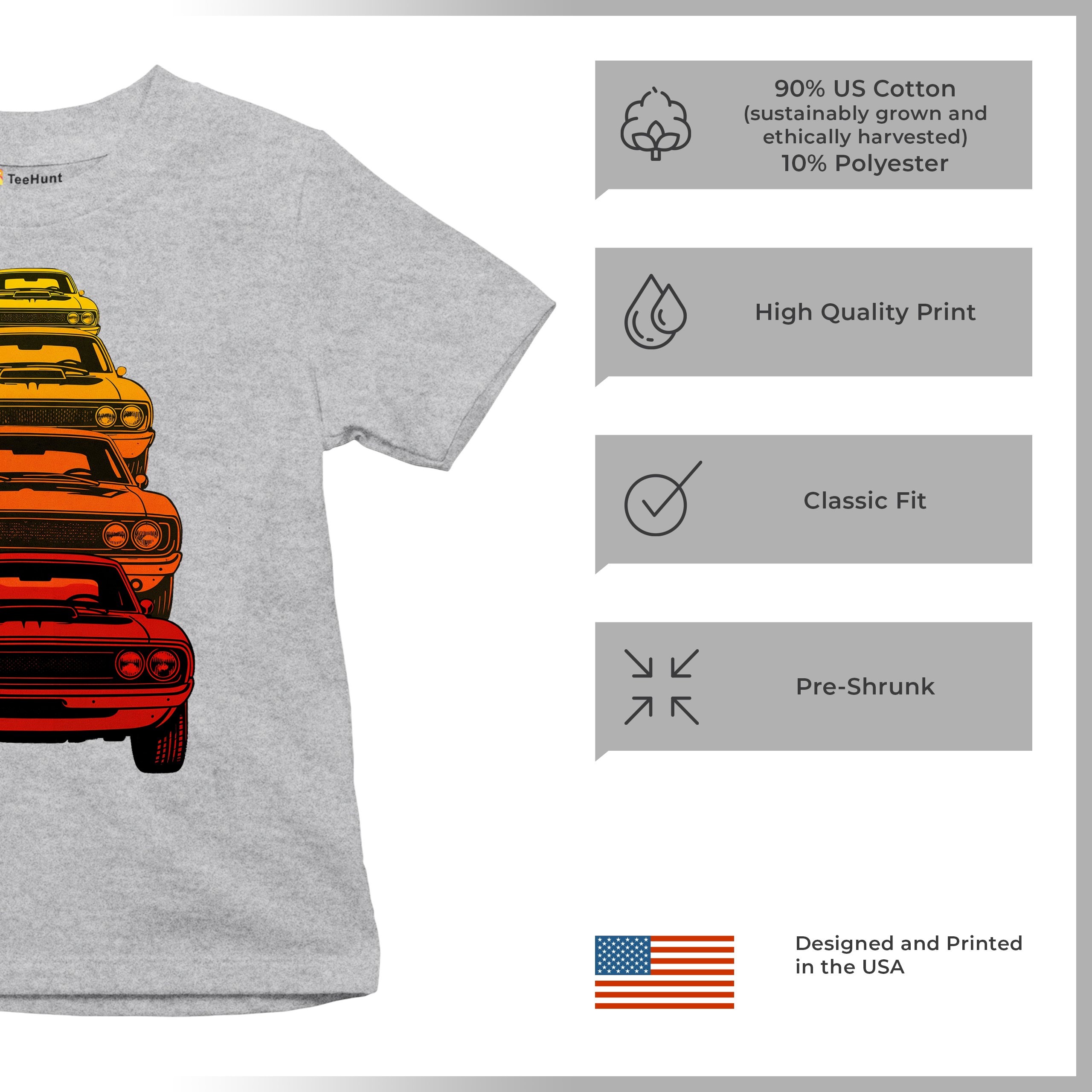 American Gradient Muscle Car Youth T-shirt 1970 Classic Vintage Power Kids - Picture 14 of 50