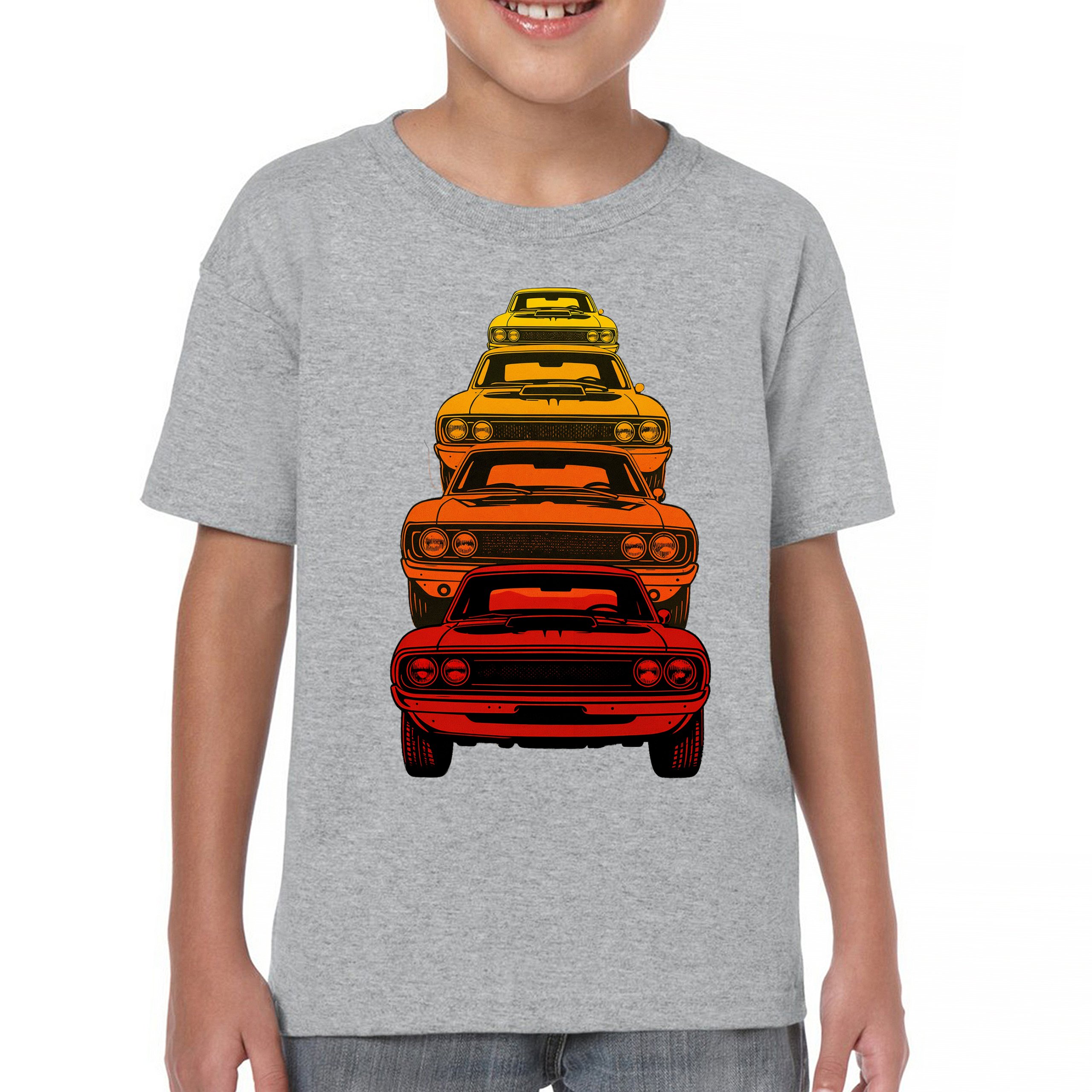 American Gradient Muscle Car Youth T-shirt 1970 Classic Vintage Power Kids - Picture 9 of 50