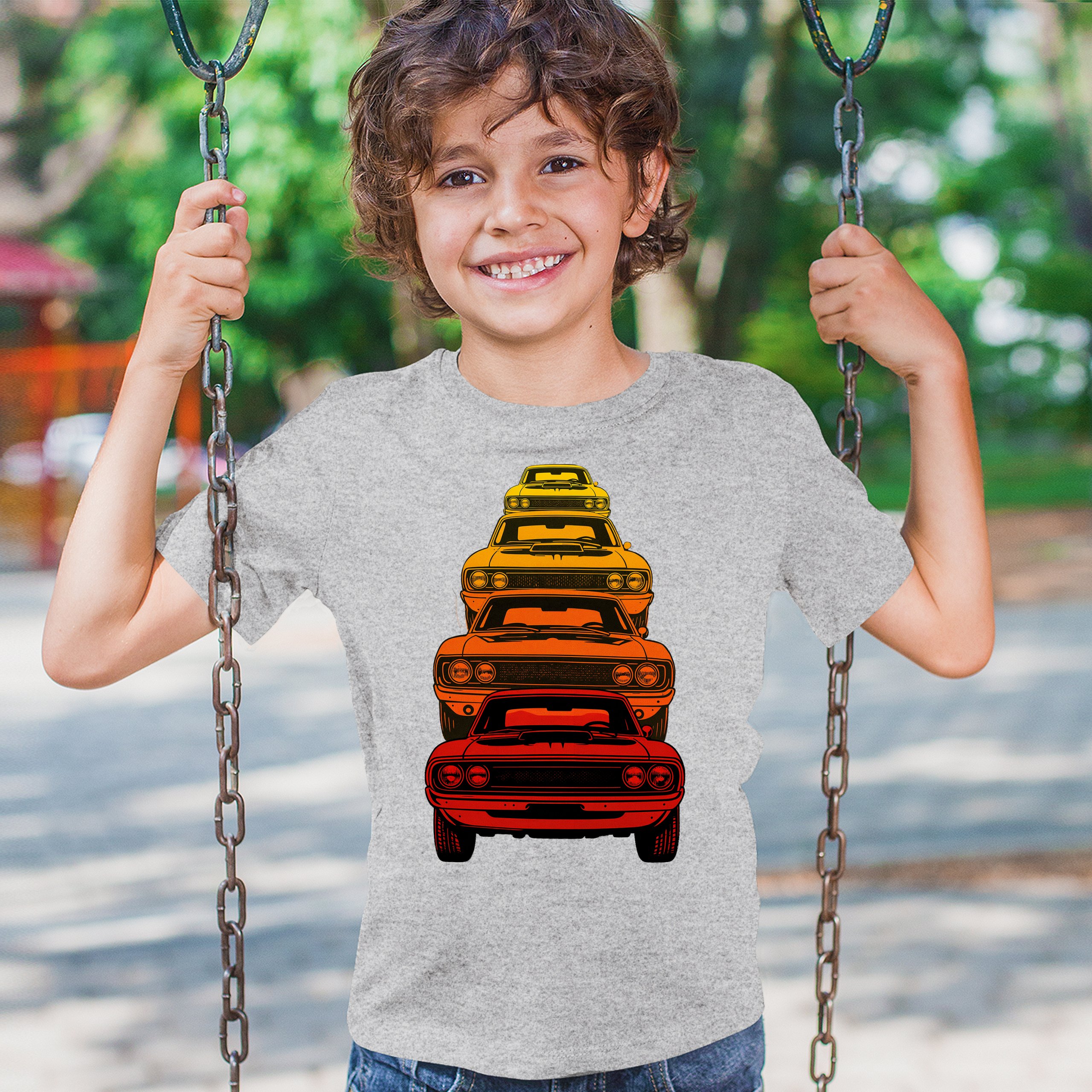 American Gradient Muscle Car Youth T-shirt 1970 Classic Vintage Power Kids - Picture 12 of 50