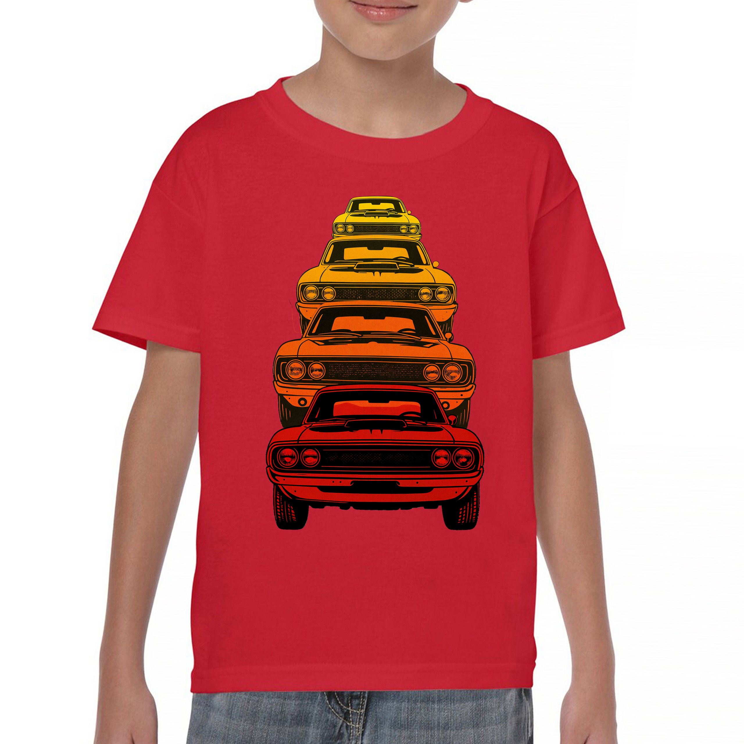 American Gradient Muscle Car Youth T-shirt 1970 Classic Vintage Power Kids - Picture 16 of 50
