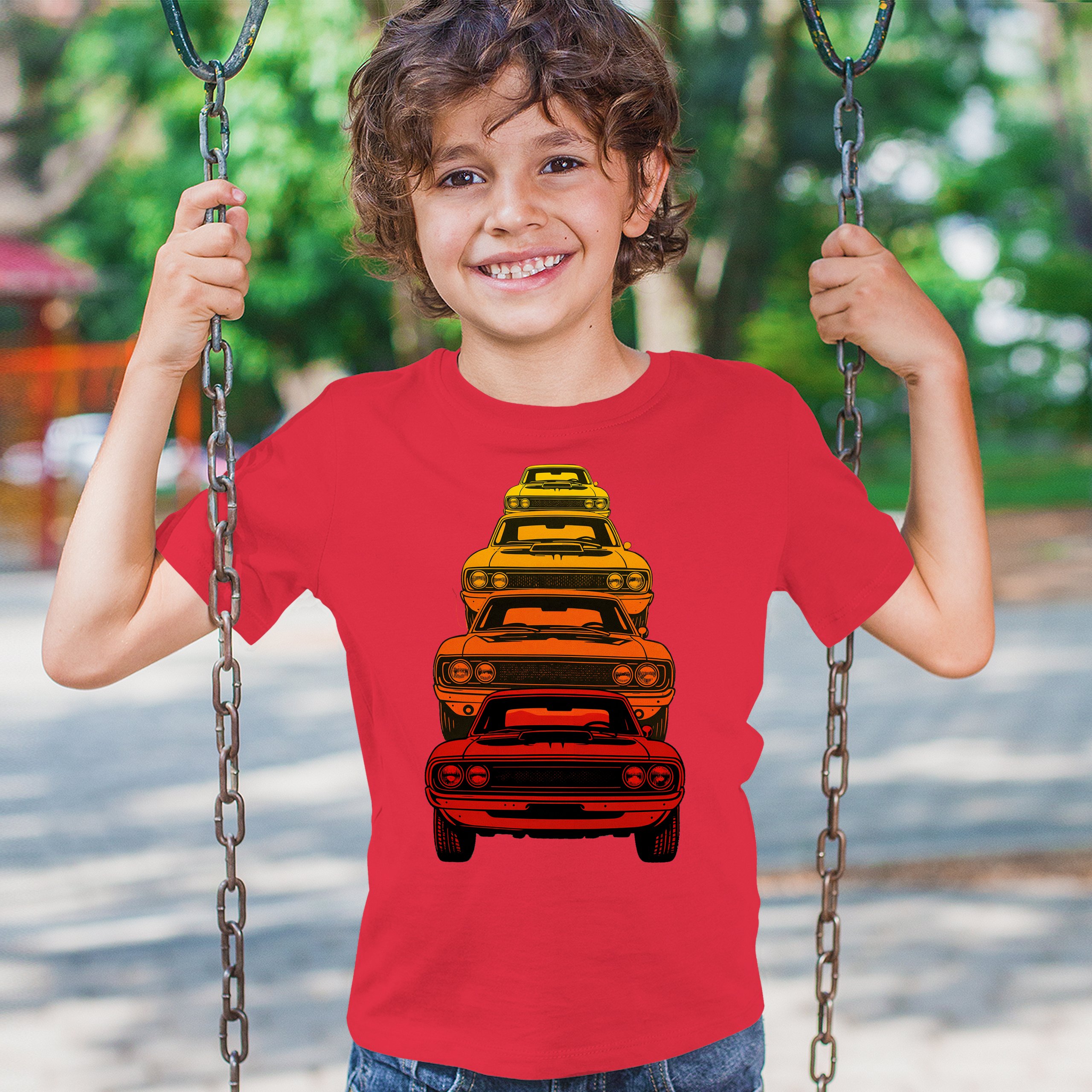 American Gradient Muscle Car Youth T-shirt 1970 Classic Vintage Power Kids - Picture 19 of 50