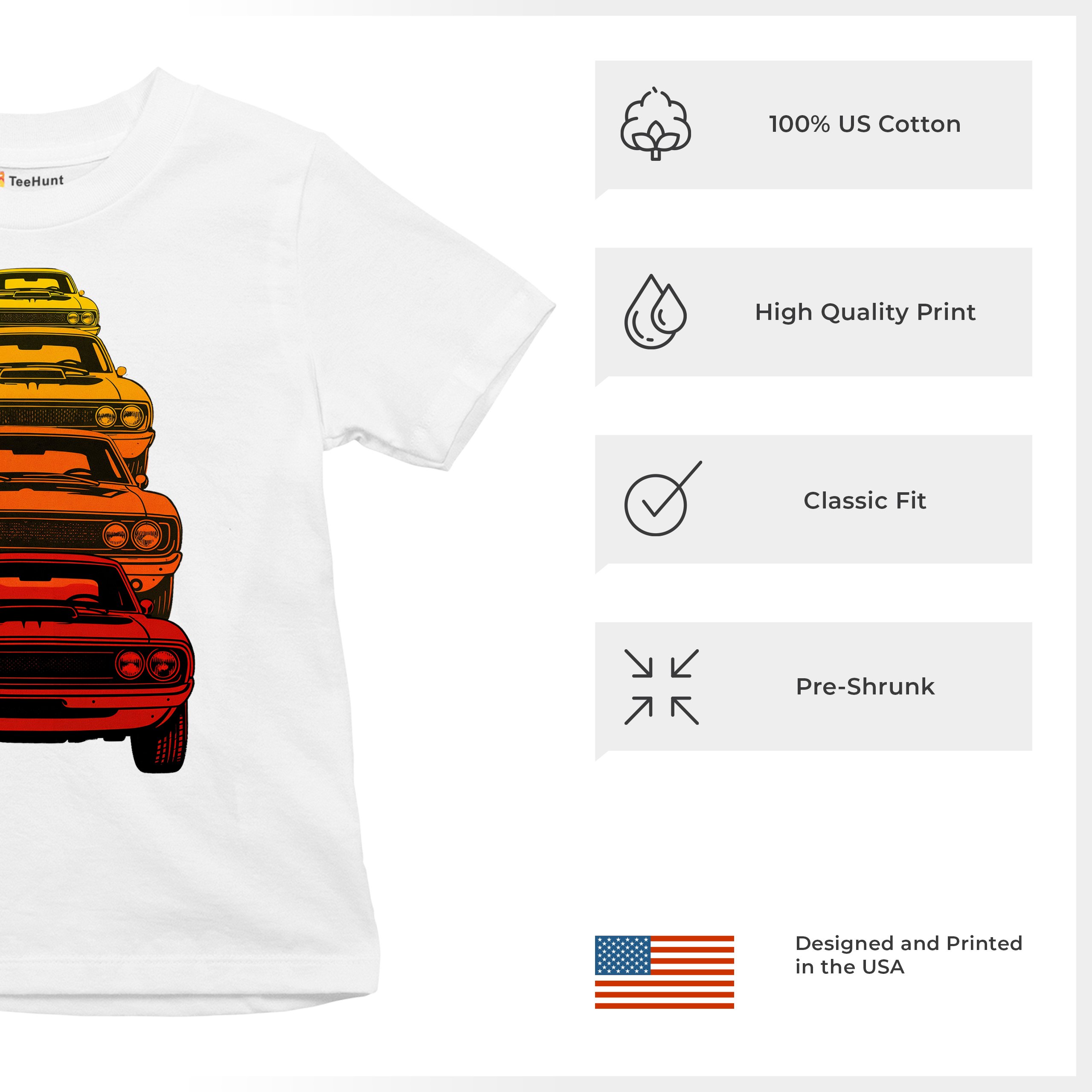 American Gradient Muscle Car Youth T-shirt 1970 Classic Vintage Power Kids - Picture 28 of 50