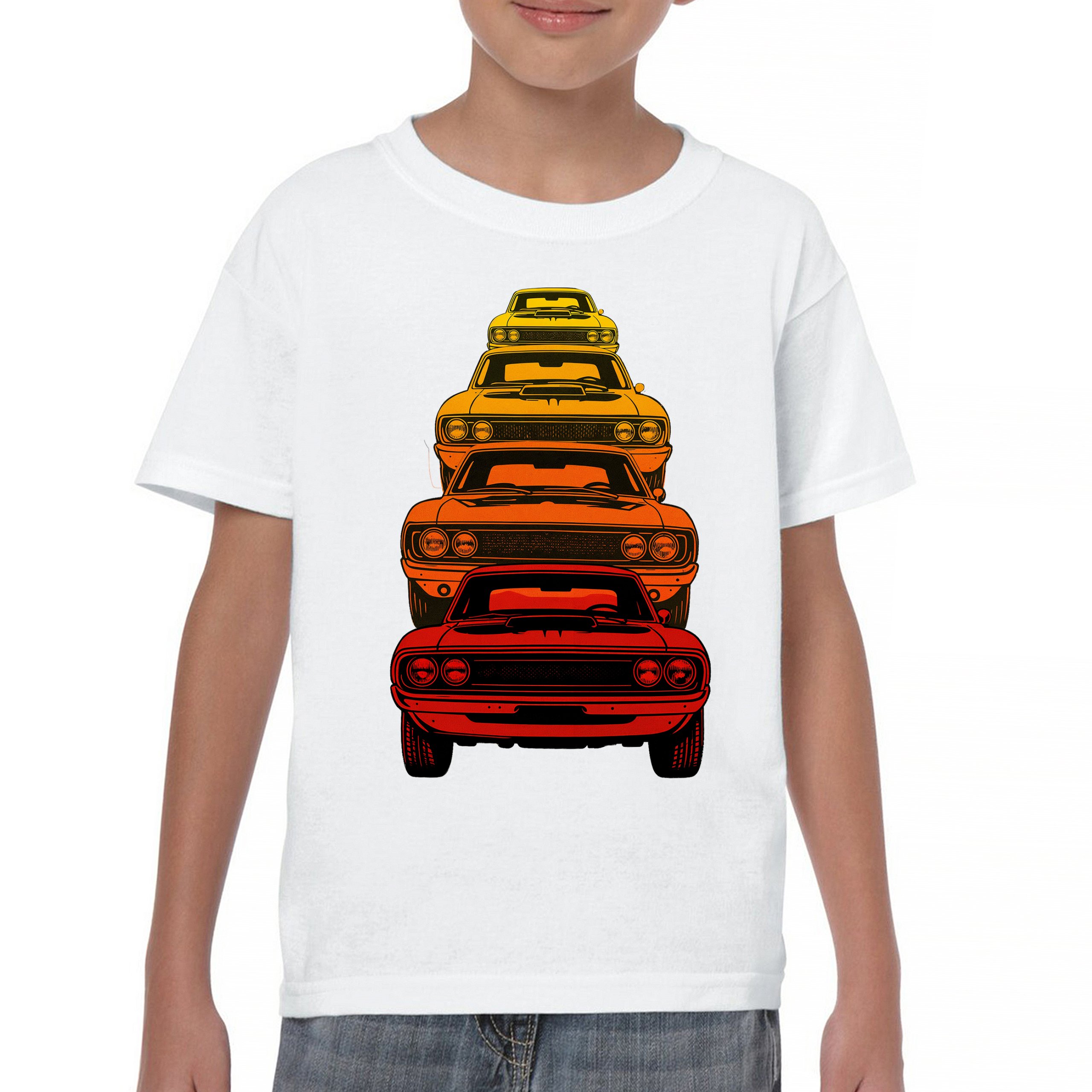 American Gradient Muscle Car Youth T-shirt 1970 Classic Vintage Power Kids - Picture 23 of 50