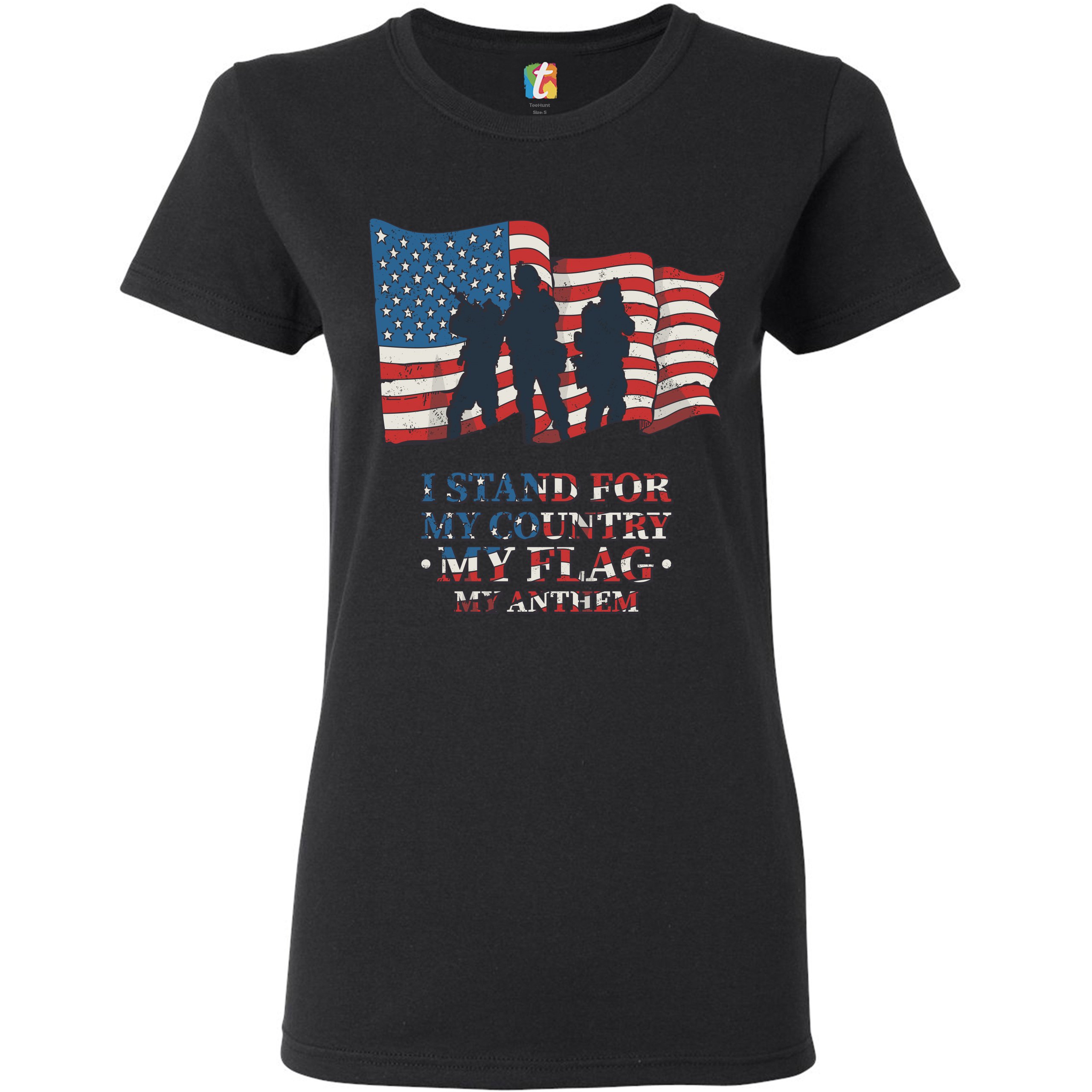 I STAND FOR My Country My Flag My Anthem T-Shirt Patriotic Military ...