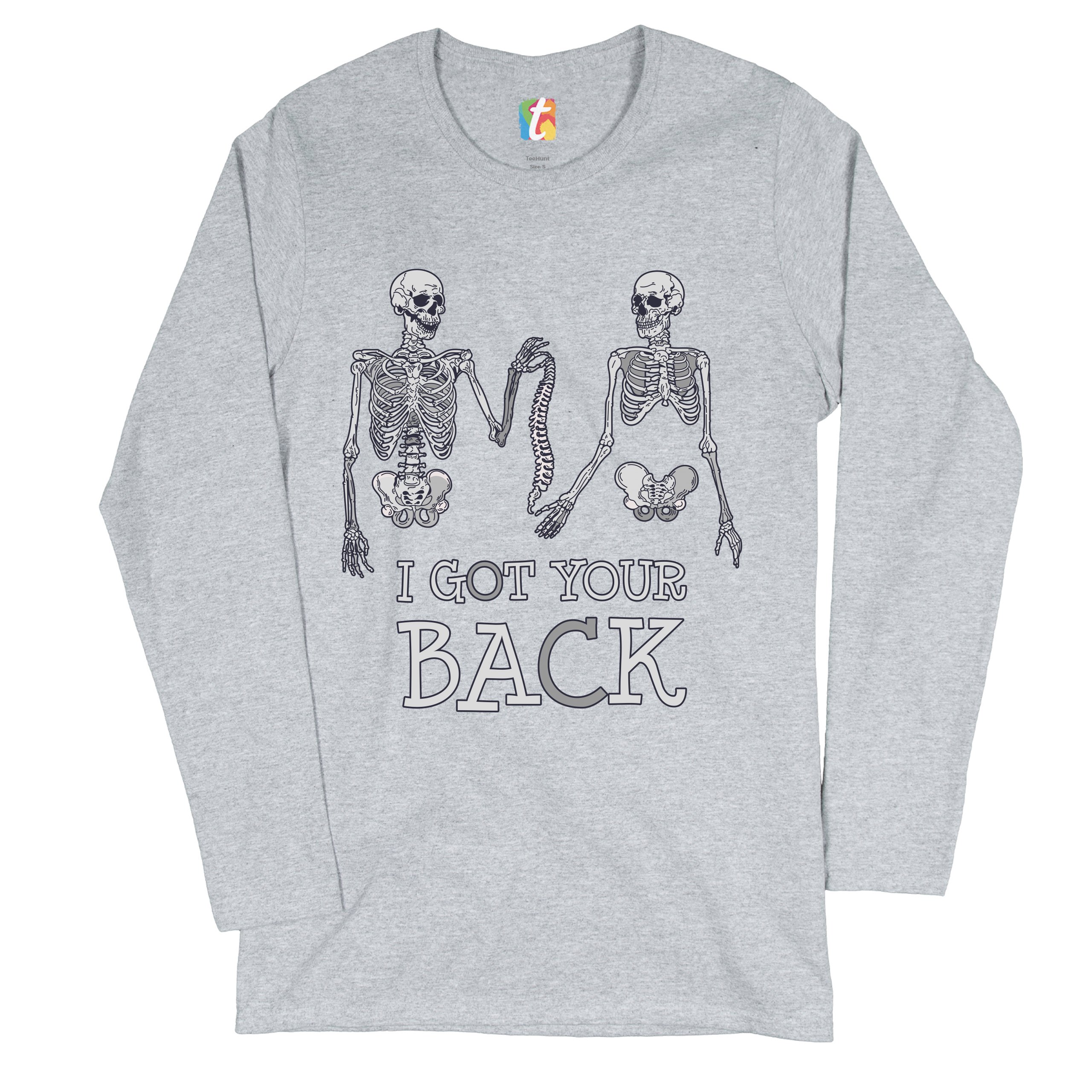 I Got Your Back Women's Long Sleeve T-shirt Happy Halloween Spooky Skeletons - Picture 6 of 29