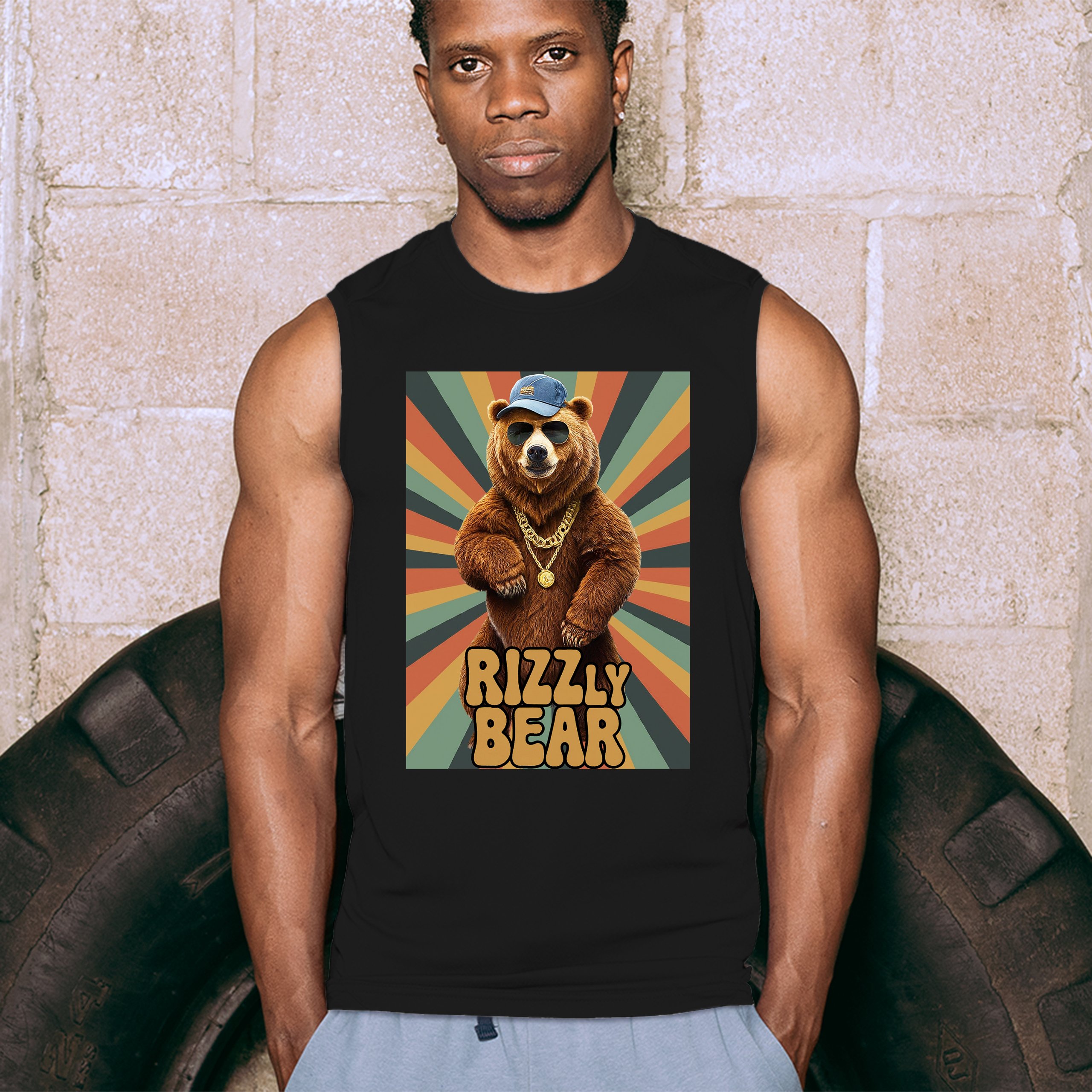 ALTRA Camicia muscolare Rizzly Bear divertente gioco di parole carisma affascinante meme grizzly appuntamenti uomo