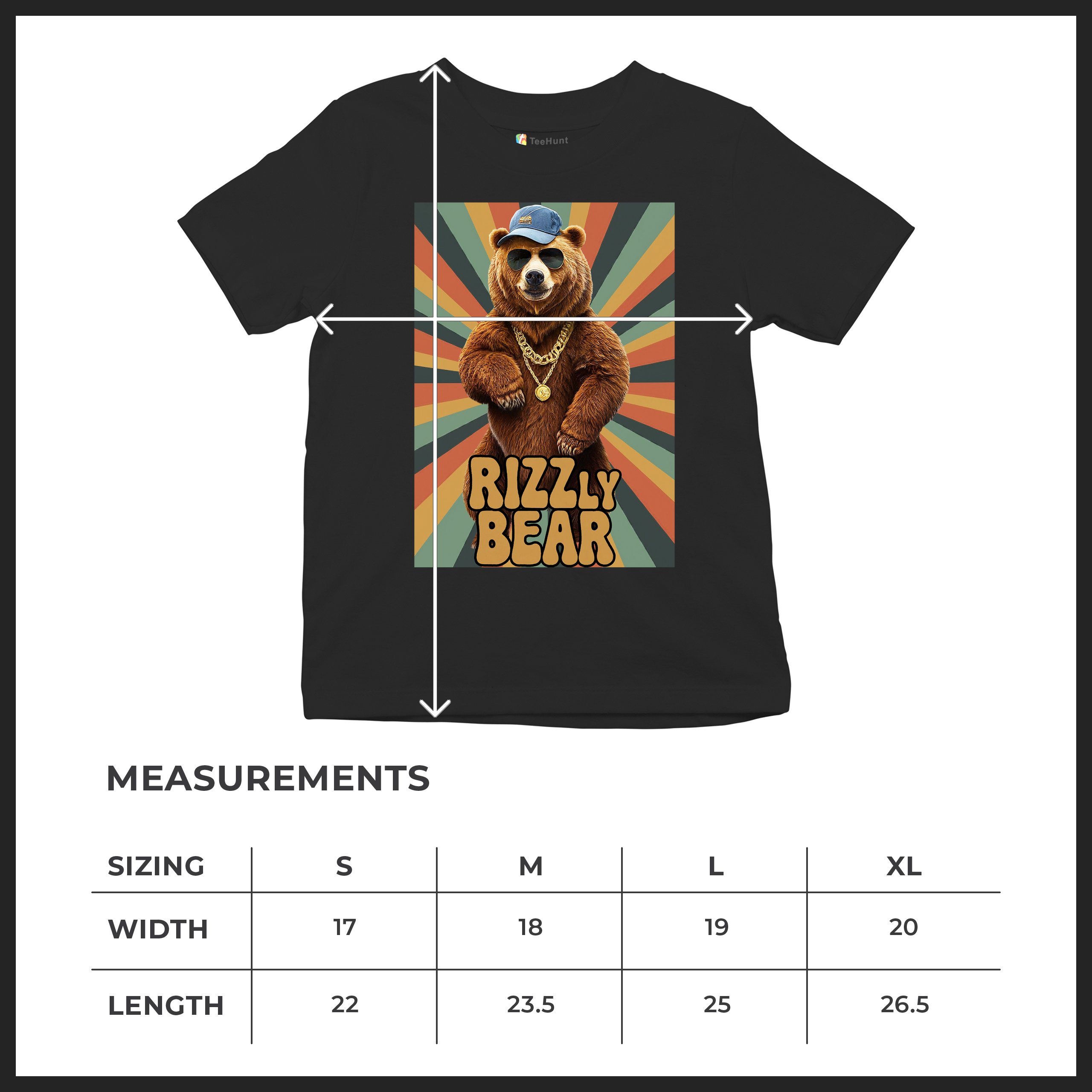 Rizzly Bear Funny Youth T-shirt Charisma Pun Charming Meme Grizzly Dating Kids - Picture 8 of 50