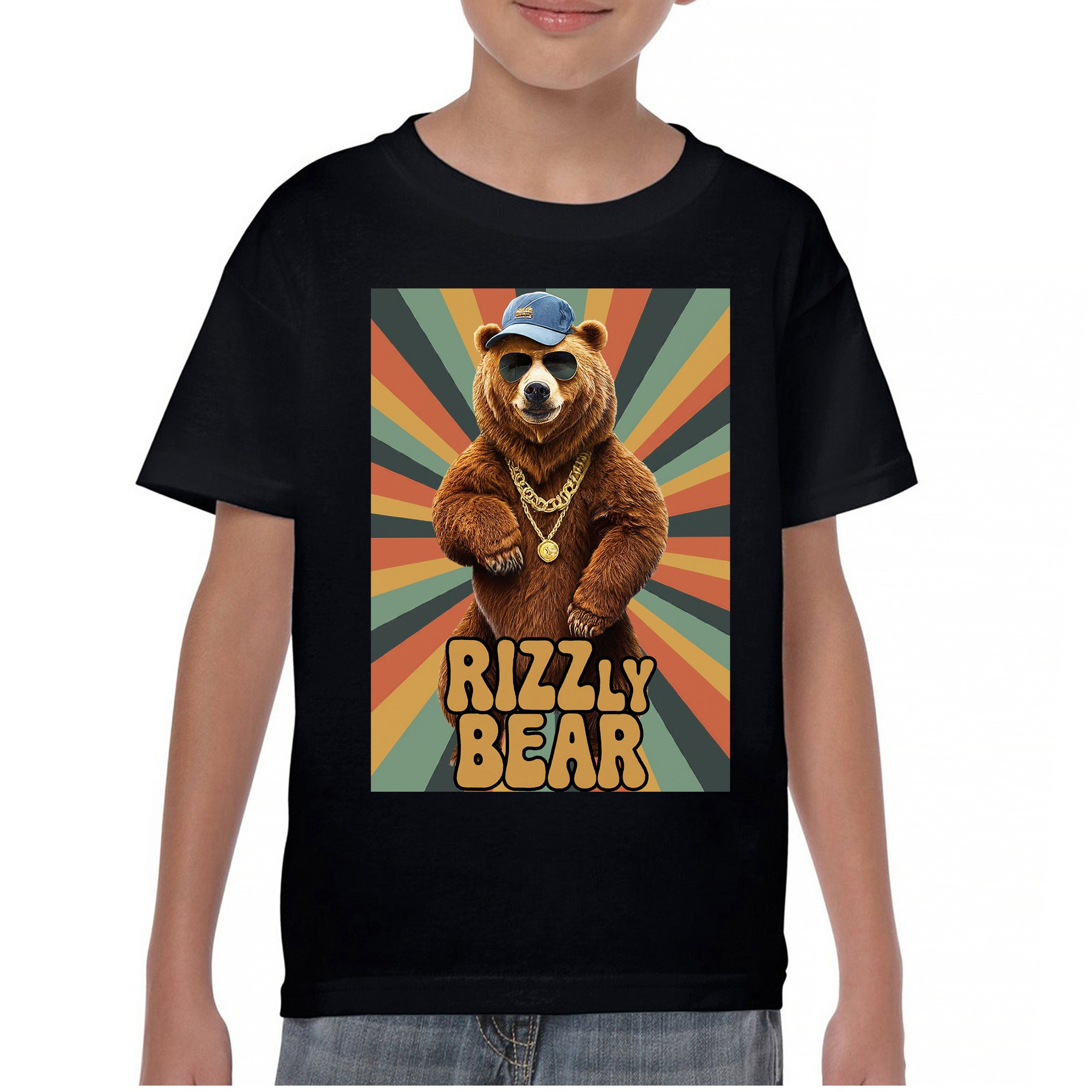 Rizzly Bear Funny Youth T-shirt Charisma Pun Charming Meme Grizzly Dating Kids - Picture 2 of 50
