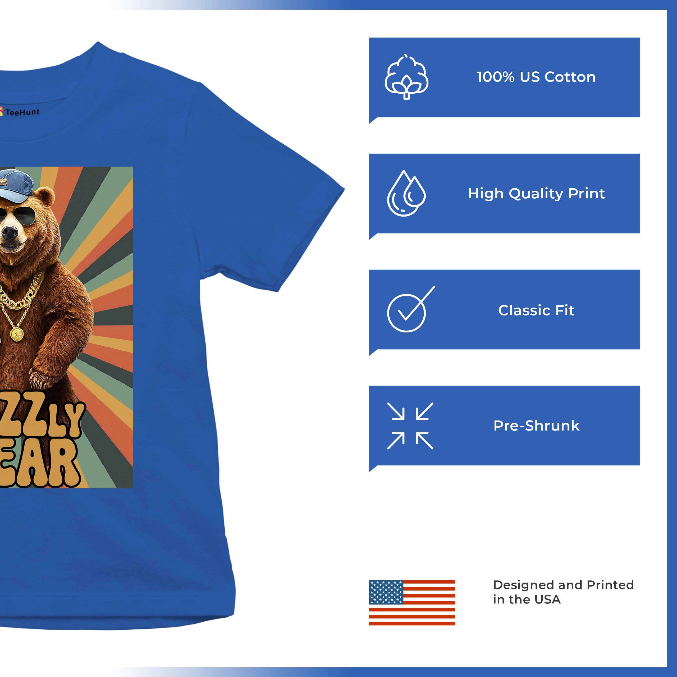 Rizzly Bear Funny Youth T-shirt Charisma Pun Charming Meme Grizzly Dating Kids - Picture 42 of 50