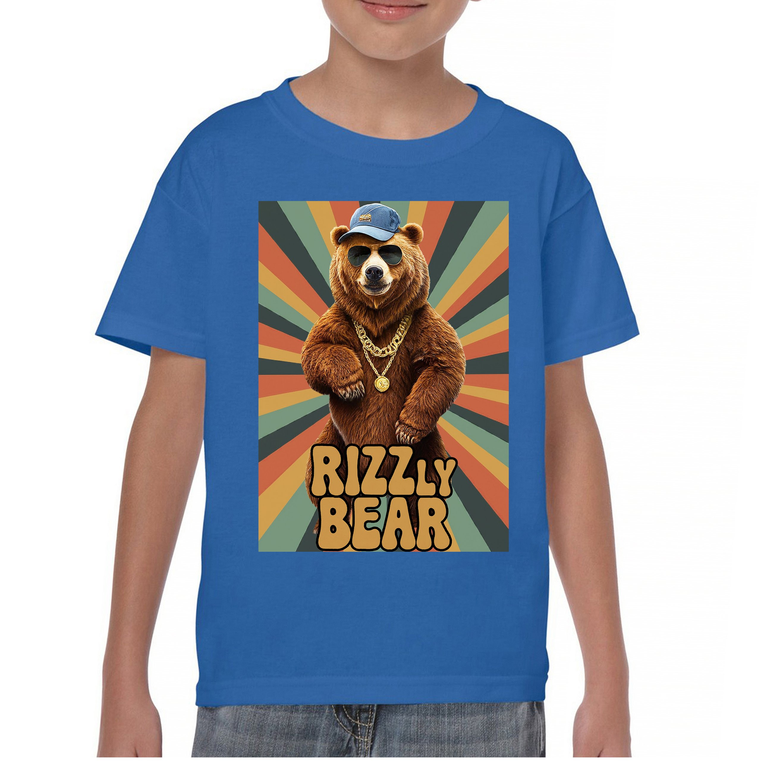 Rizzly Bear Funny Youth T-shirt Charisma Pun Charming Meme Grizzly Dating Kids - Picture 37 of 50