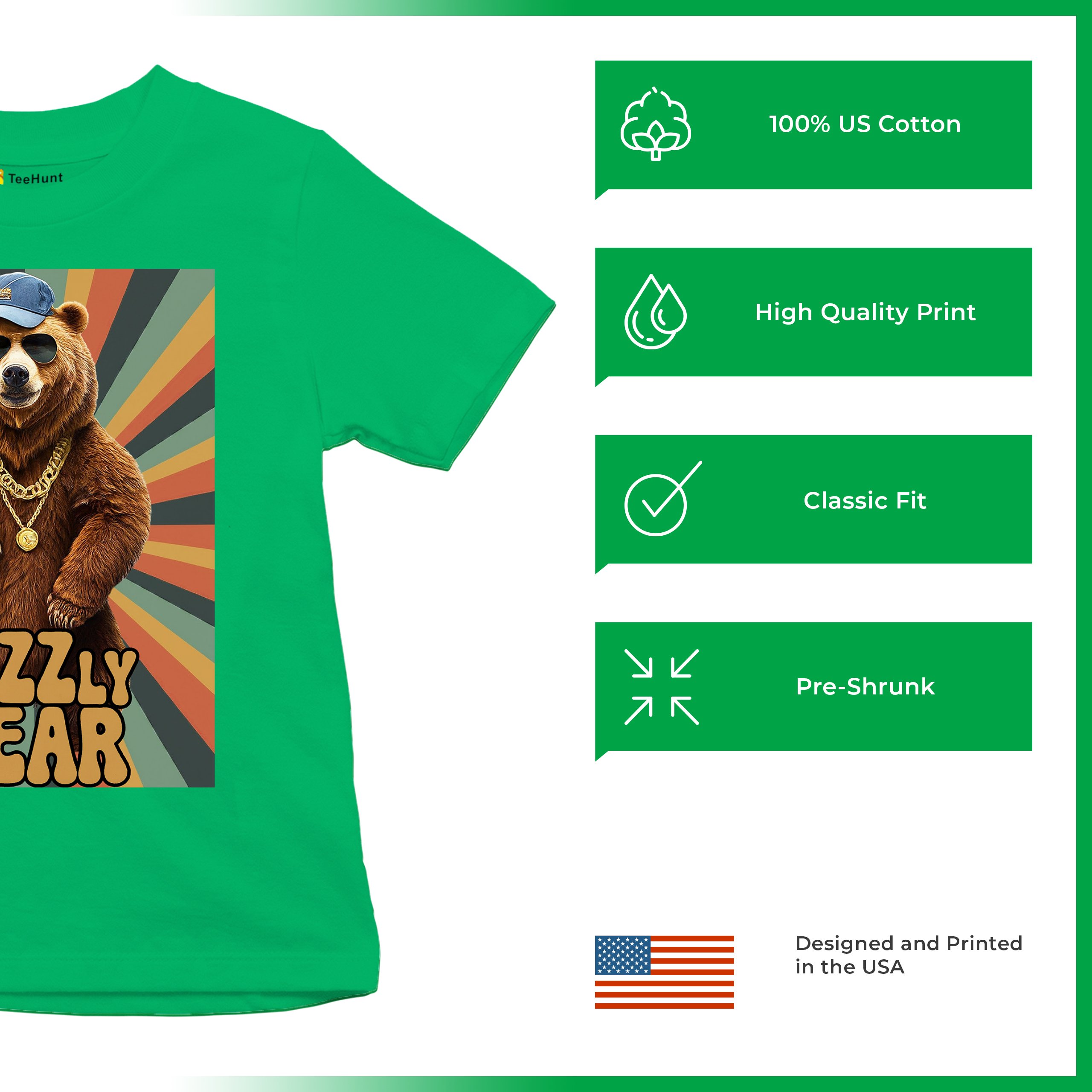 Rizzly Bear Funny Youth T-shirt Charisma Pun Charming Meme Grizzly Dating Kids - Picture 35 of 50
